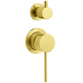 Concealed Round Wall Shower Mixer with 2 Way Diverter Valve - Brushed Gold