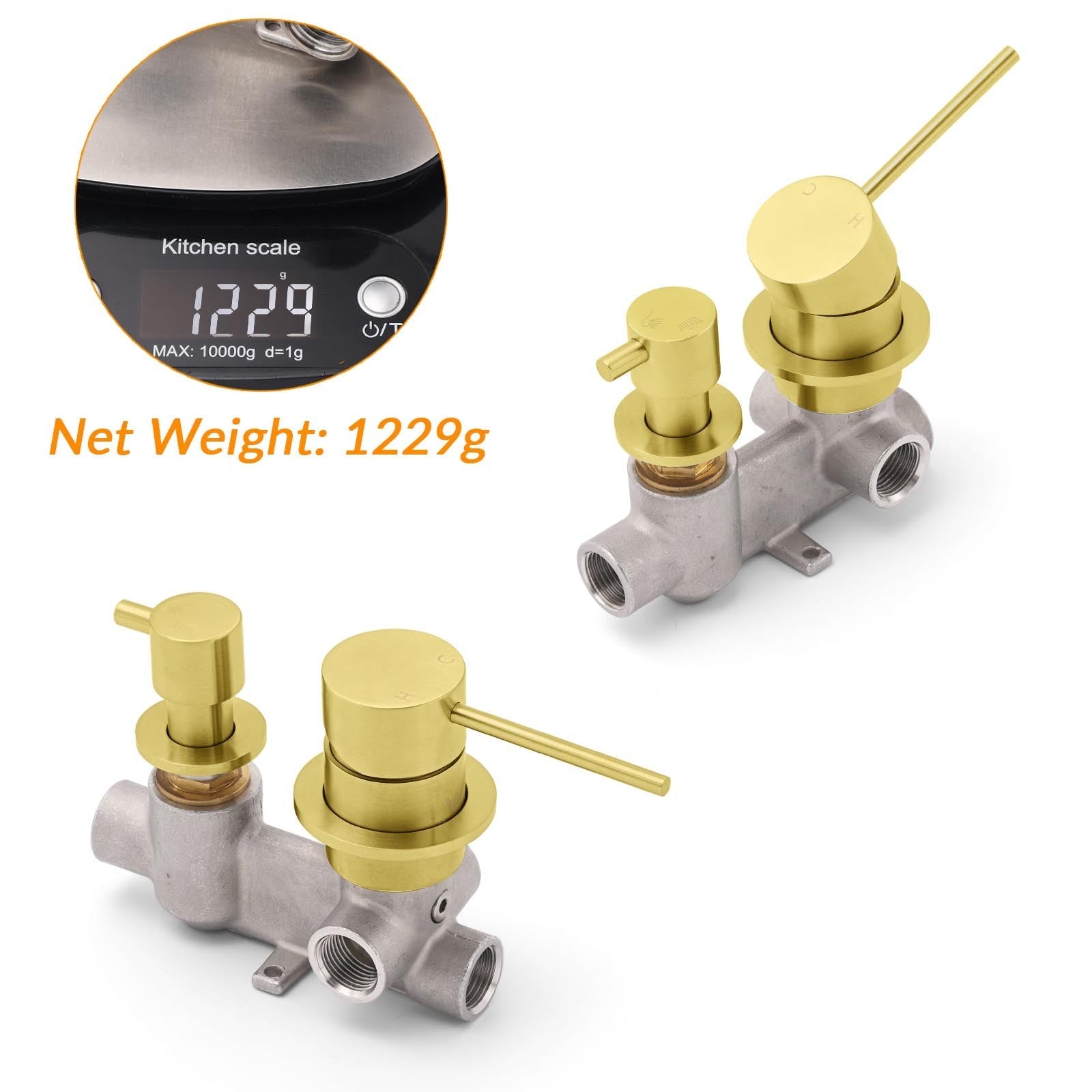 Concealed Round Brushed Gold Wall Shower Mixer 2 Way Diverter Valve For Bathroom - Furniture > Bathroom > Shower Heads & Screens - Rivercity House & Home Co. (ABN 18 642 972 209) - Affordable Modern Furniture Australia
