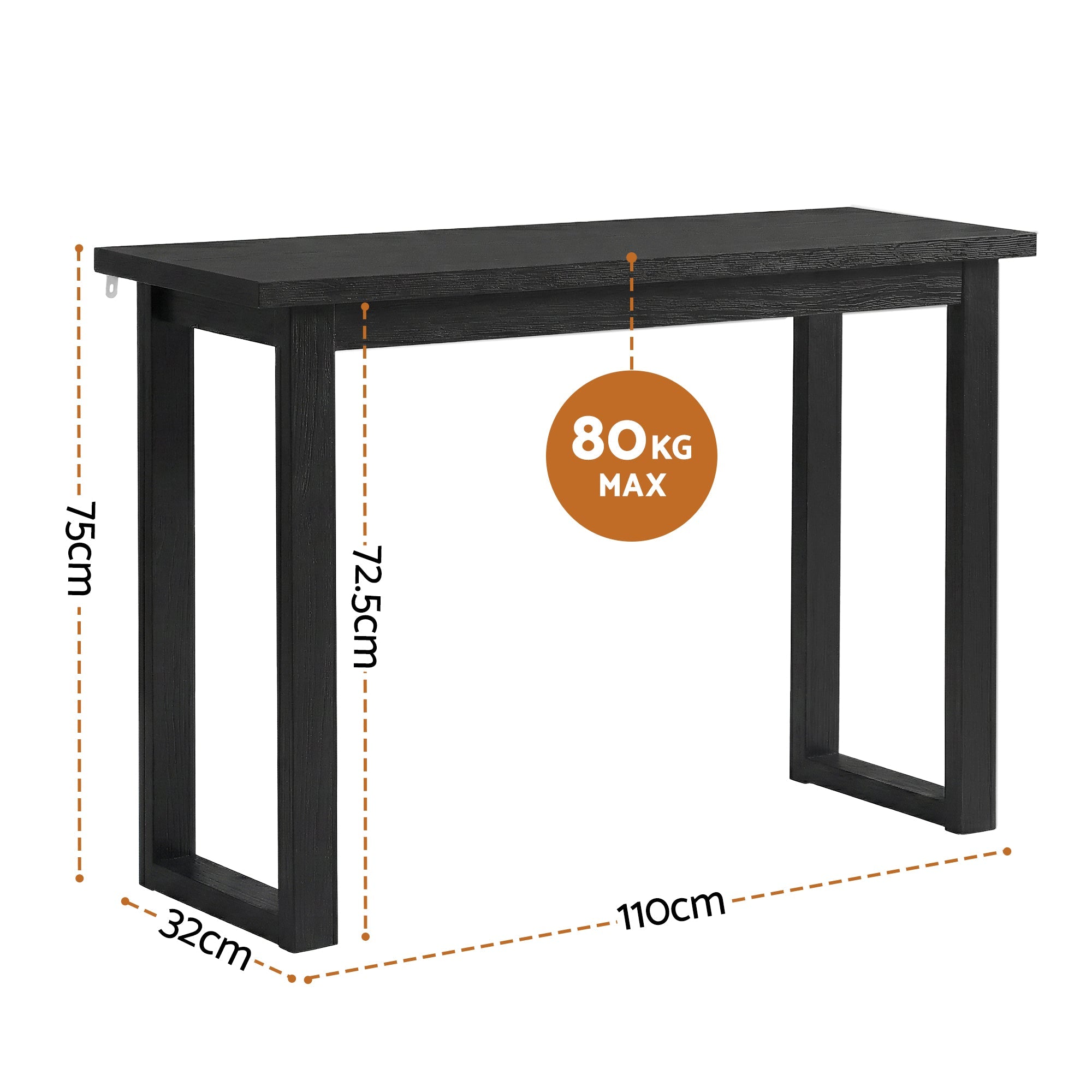 Console Table 110CM Black - Furniture > Living Room > Side Tables - Rivercity House & Home Co. (ABN 18 642 972 209) - Affordable Modern Furniture Australia