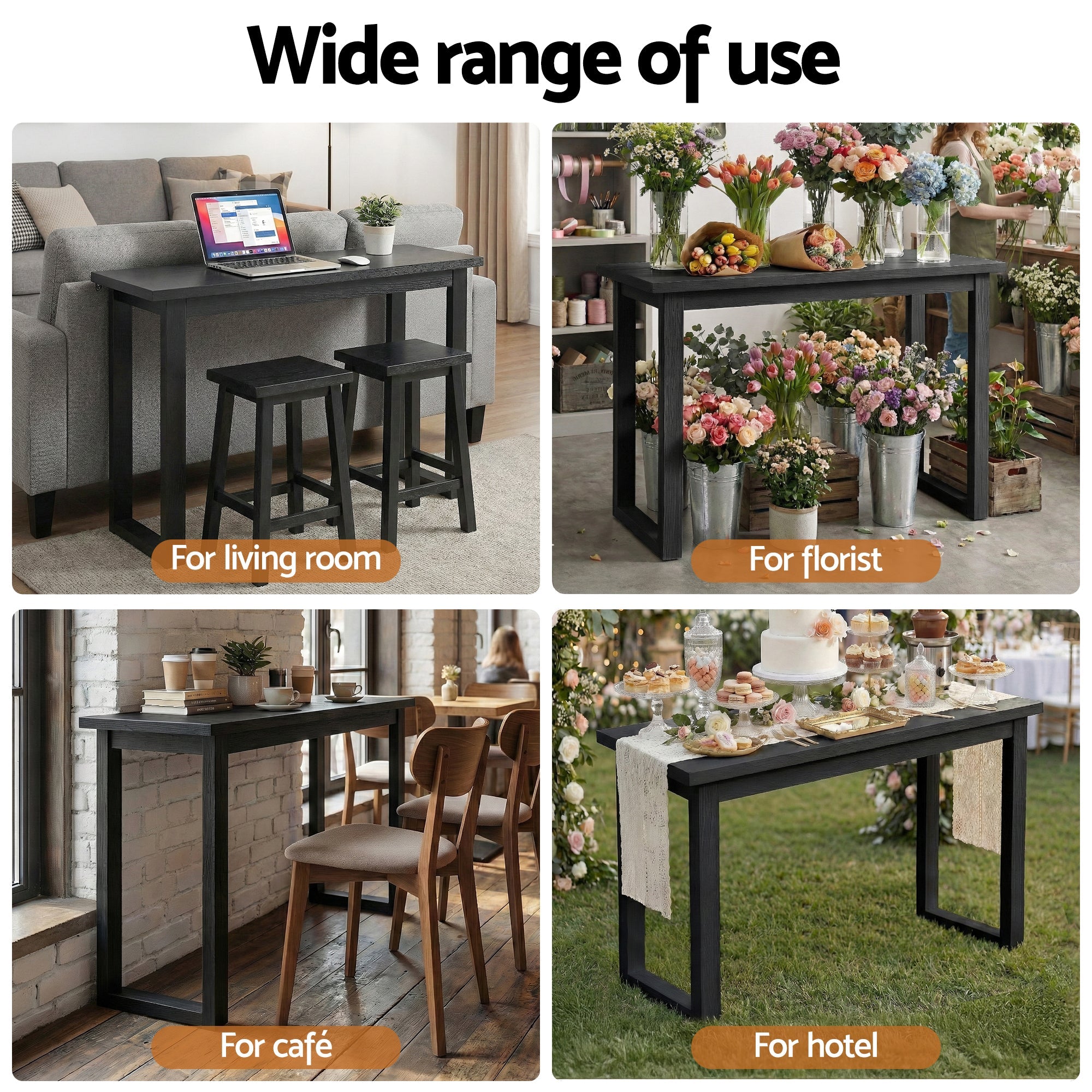 Console Table 110CM Black - Furniture > Living Room > Side Tables - Rivercity House & Home Co. (ABN 18 642 972 209) - Affordable Modern Furniture Australia