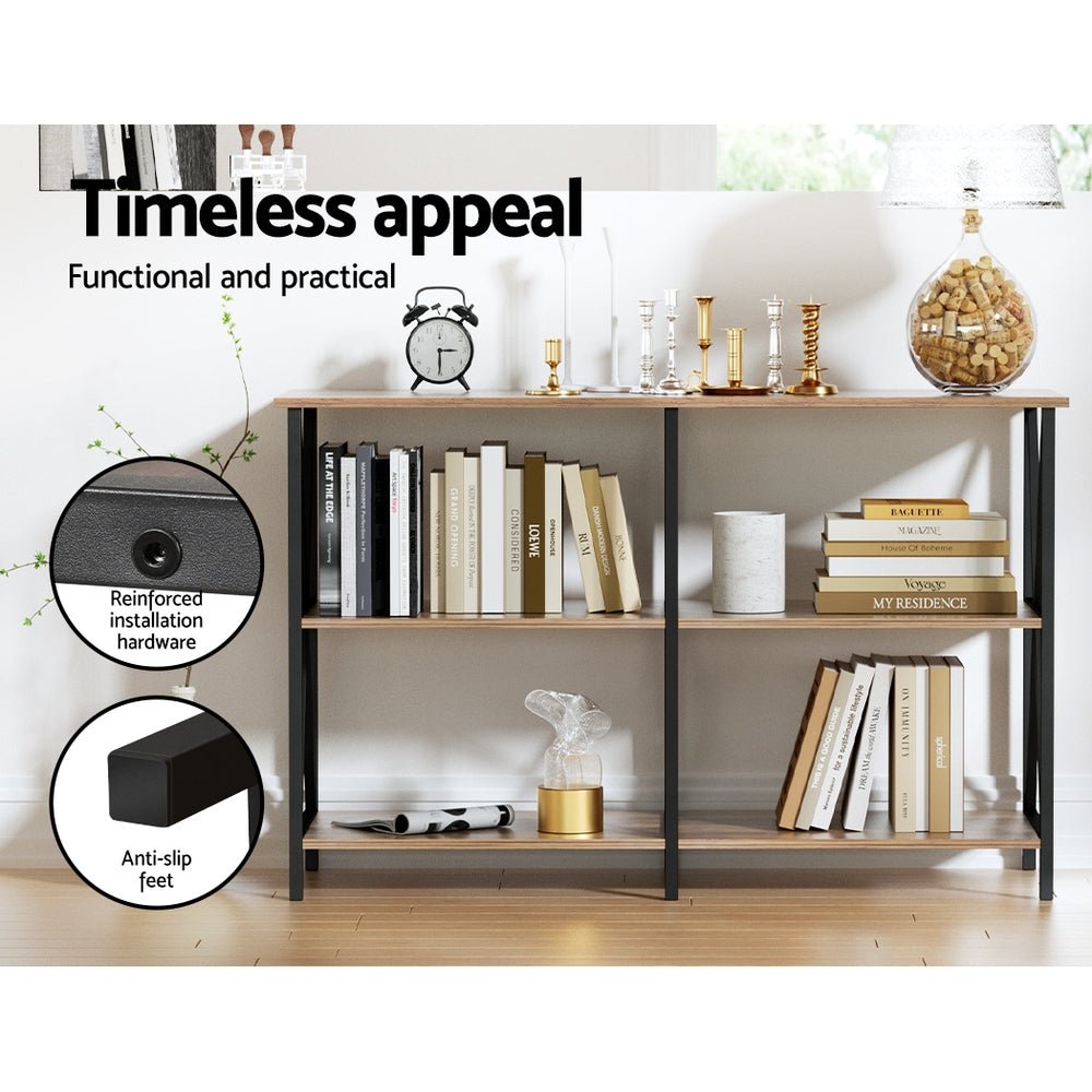 Console Table 120CM 3 - tier Walnut Xiah - Home & Garden > DIY > Table Tops & Bases - Rivercity House & Home Co. (ABN 18 642 972 209) - Affordable Modern Furniture Australia