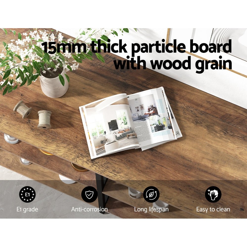 Console Table 120CM 3 - tier Walnut Xiah - Home & Garden > DIY > Table Tops & Bases - Rivercity House & Home Co. (ABN 18 642 972 209) - Affordable Modern Furniture Australia