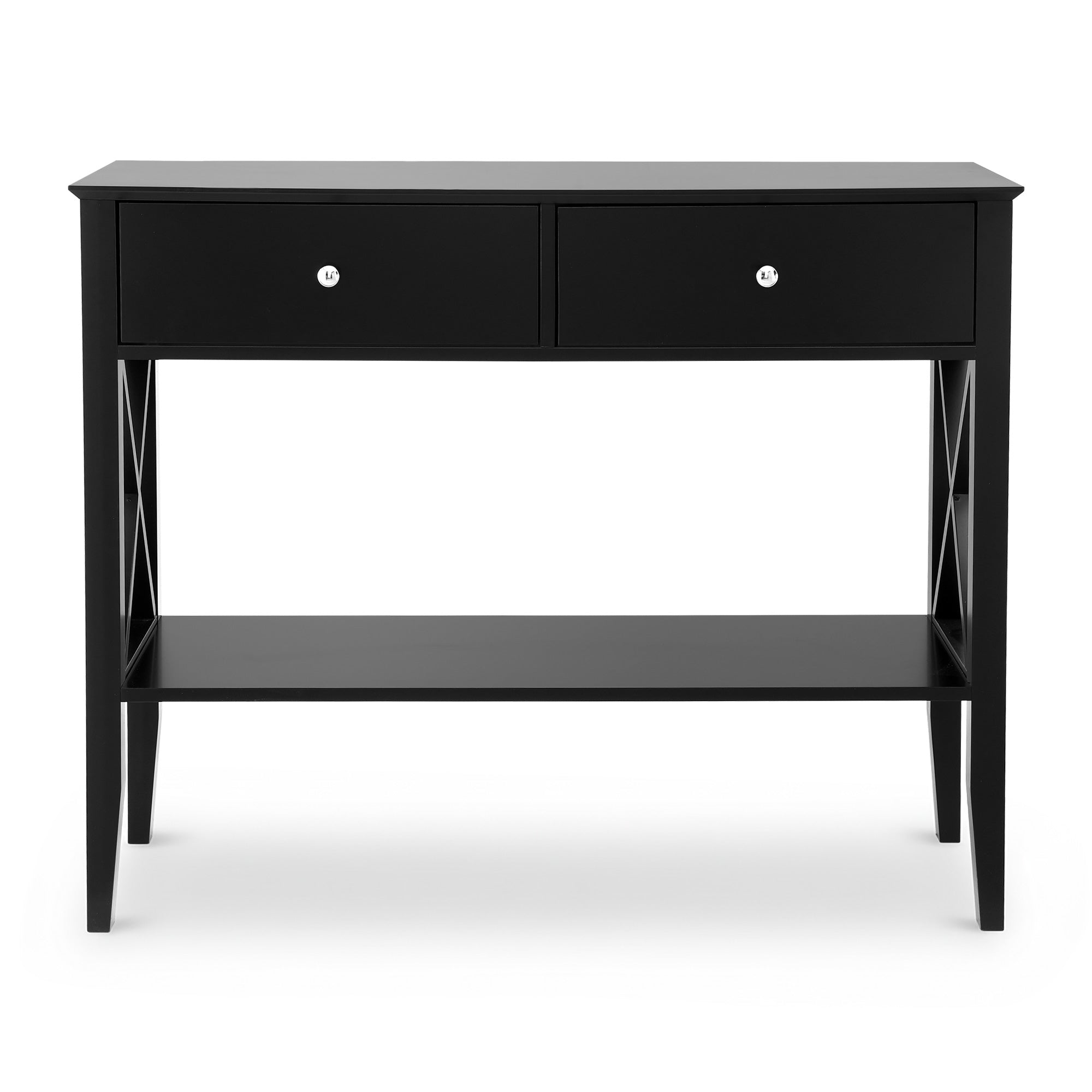 Console Table 2 Drawers 100CM Black - Furniture > Living Room > Side Tables - Rivercity House & Home Co. (ABN 18 642 972 209) - Affordable Modern Furniture Australia