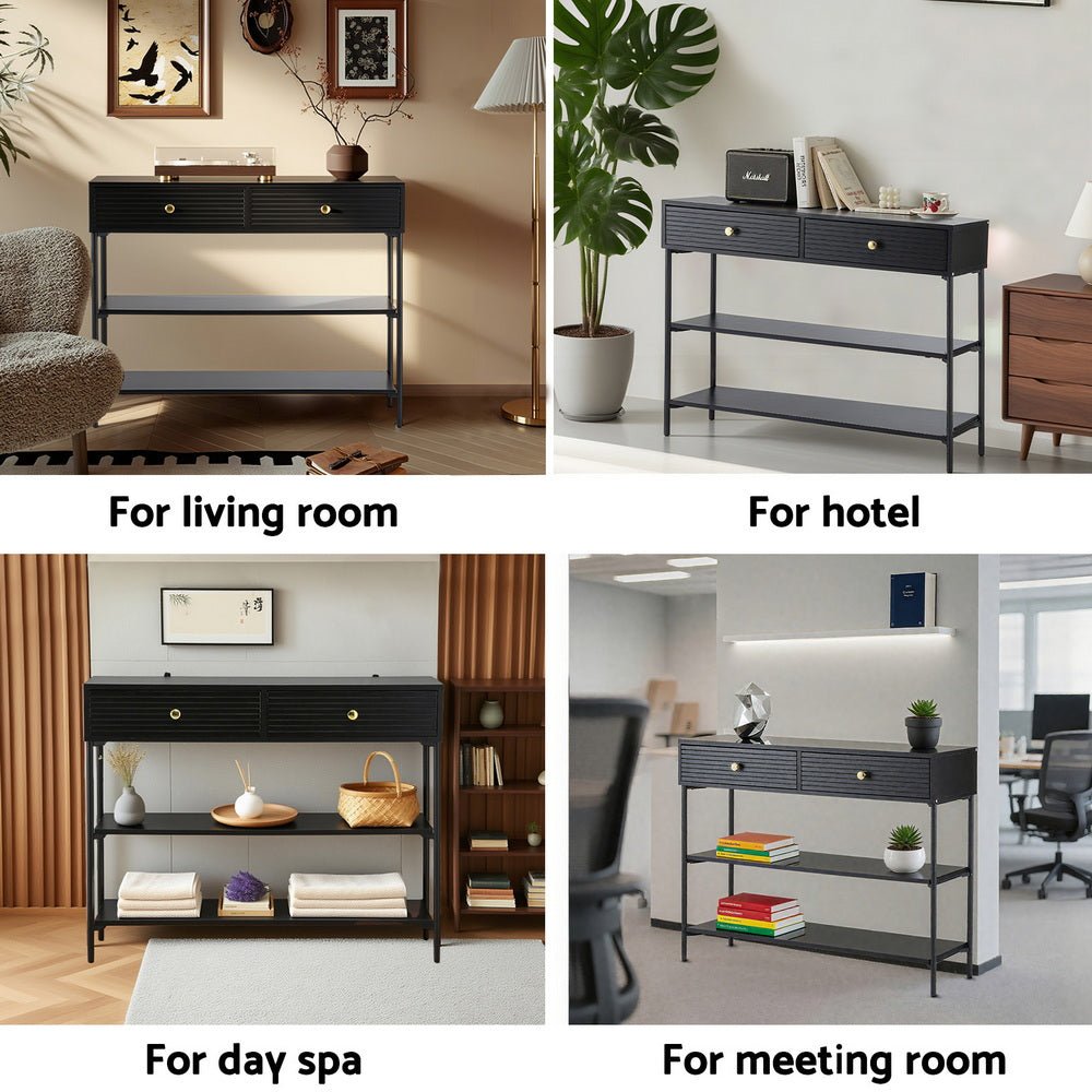 Console Table 3 - Tier Black - Furniture > Living Room > Side Tables - Rivercity House & Home Co. (ABN 18 642 972 209) - Affordable Modern Furniture Australia