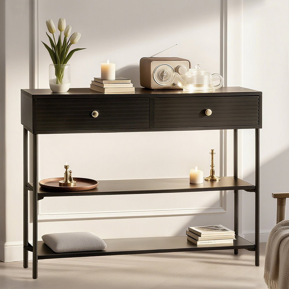 Console Table 3 - Tier Black - Furniture > Living Room > Side Tables - Rivercity House & Home Co. (ABN 18 642 972 209) - Affordable Modern Furniture Australia