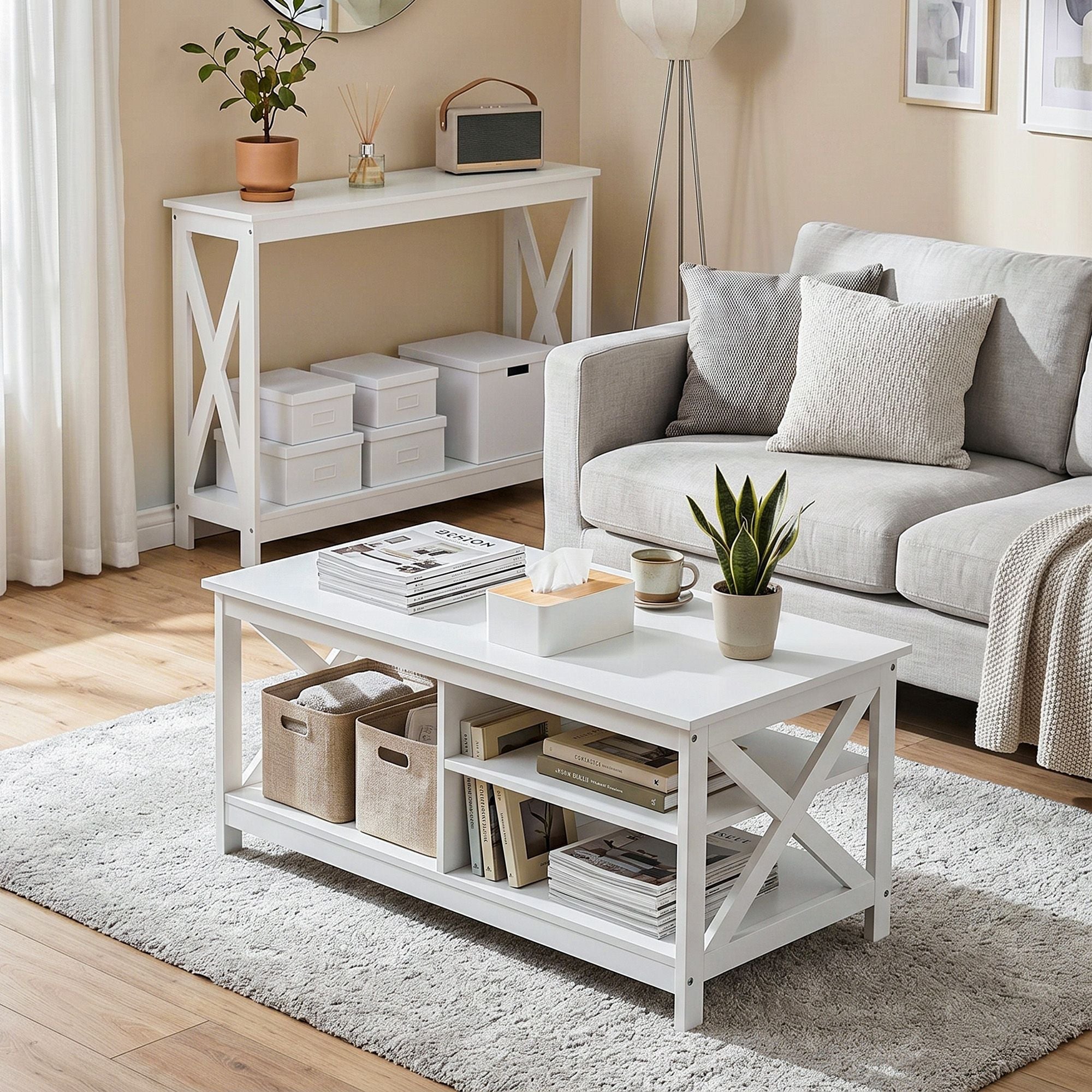 Console Table Entryway Hallway Display 2-Tier Narrow Sofa Table 100CM White - Furniture > Living Room > Side Tables - Rivercity House & Home Co. (ABN 18 642 972 209) - Affordable Modern Furniture Australia