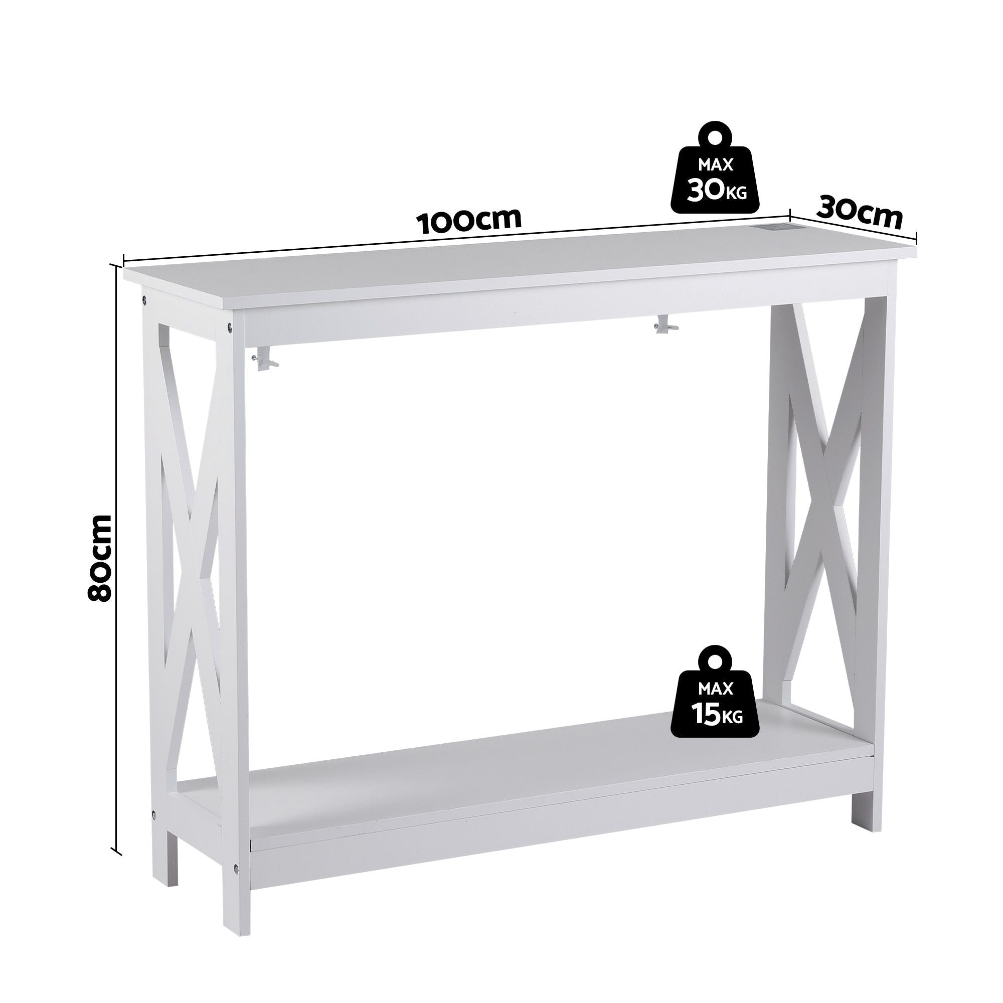 Console Table Entryway Hallway Display 2-Tier Narrow Sofa Table 100CM White - Furniture > Living Room > Side Tables - Rivercity House & Home Co. (ABN 18 642 972 209) - Affordable Modern Furniture Australia