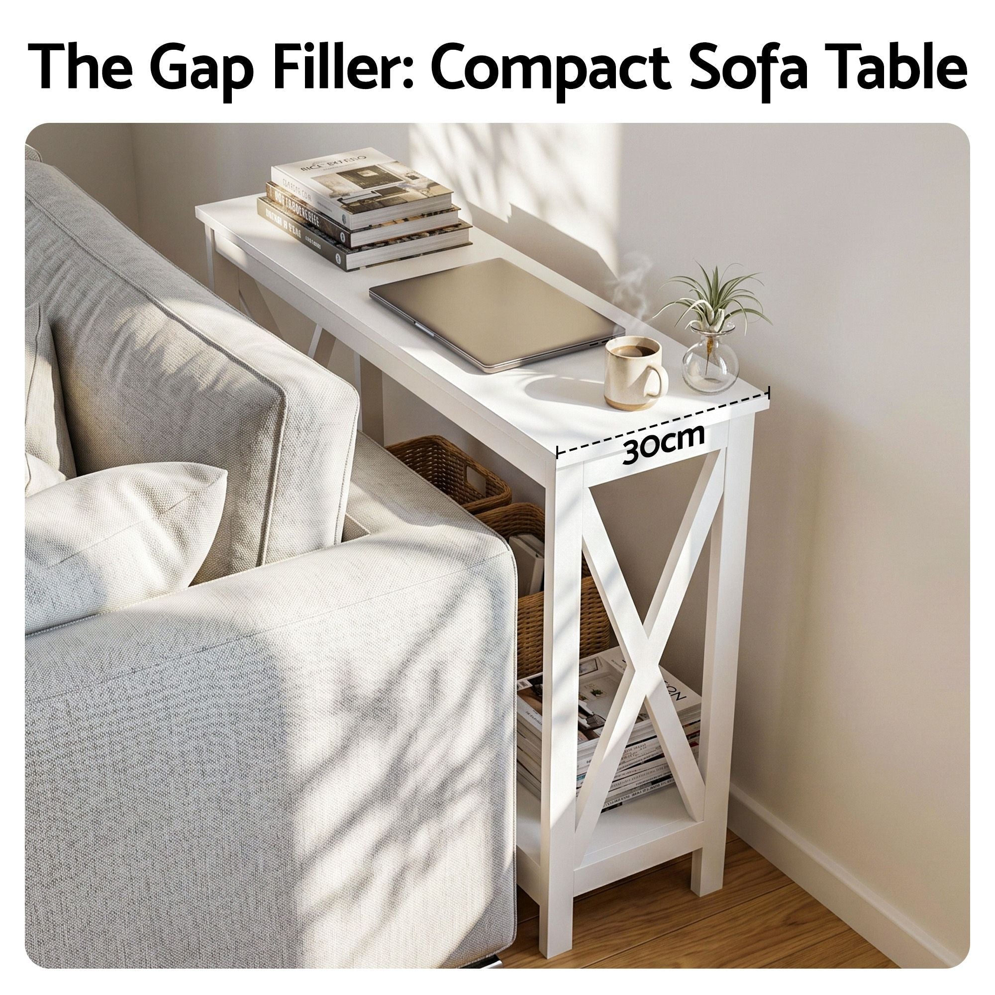 Console Table Entryway Hallway Display 2-Tier Narrow Sofa Table 100CM White - Furniture > Living Room > Side Tables - Rivercity House & Home Co. (ABN 18 642 972 209) - Affordable Modern Furniture Australia