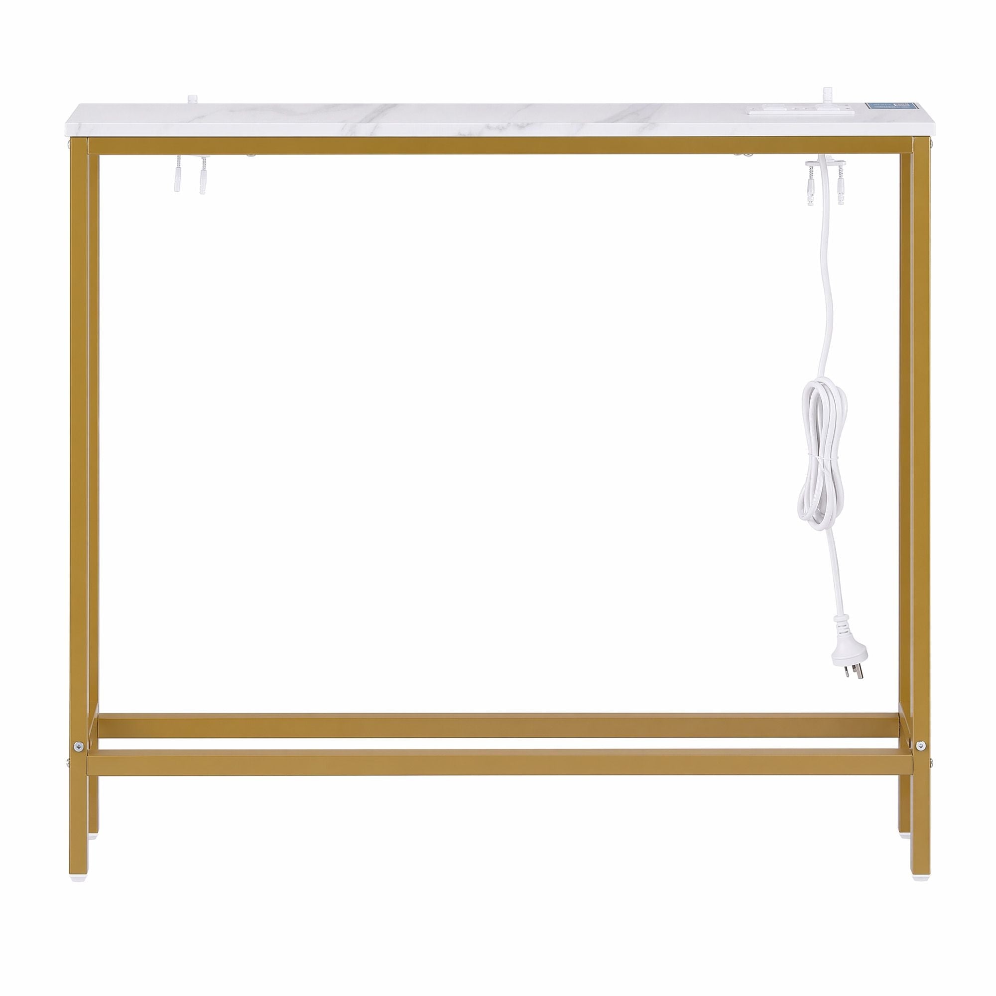 Console Table Entryway Hallway Display Desk Charging Station Marble Finish White & Gold - Furniture > Living Room > Side Tables - Rivercity House & Home Co. (ABN 18 642 972 209) - Affordable Modern Furniture Australia