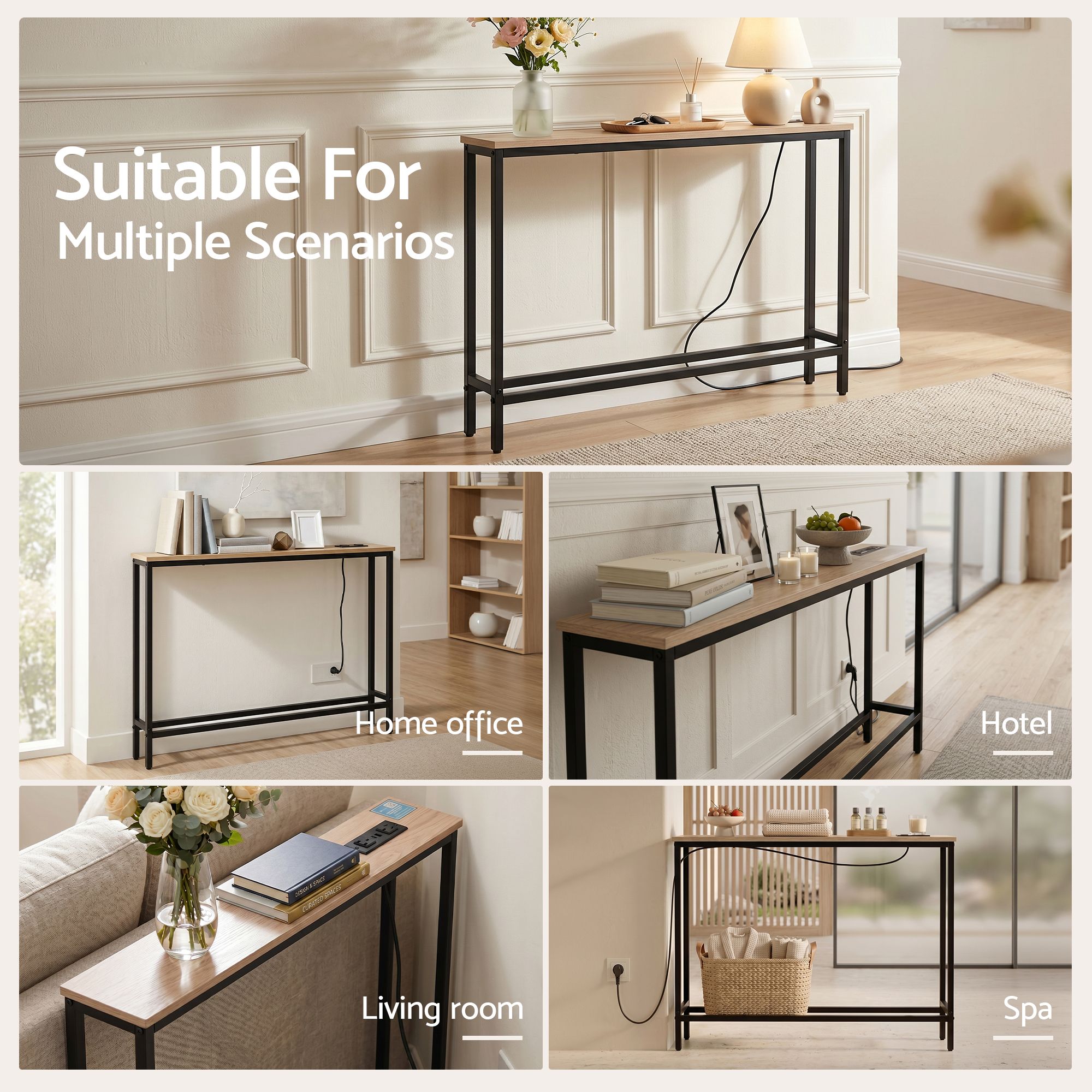 Console Table Entryway Hallway Display Desk Charging Station Wood - Furniture > Living Room > Side Tables - Rivercity House & Home Co. (ABN 18 642 972 209) - Affordable Modern Furniture Australia