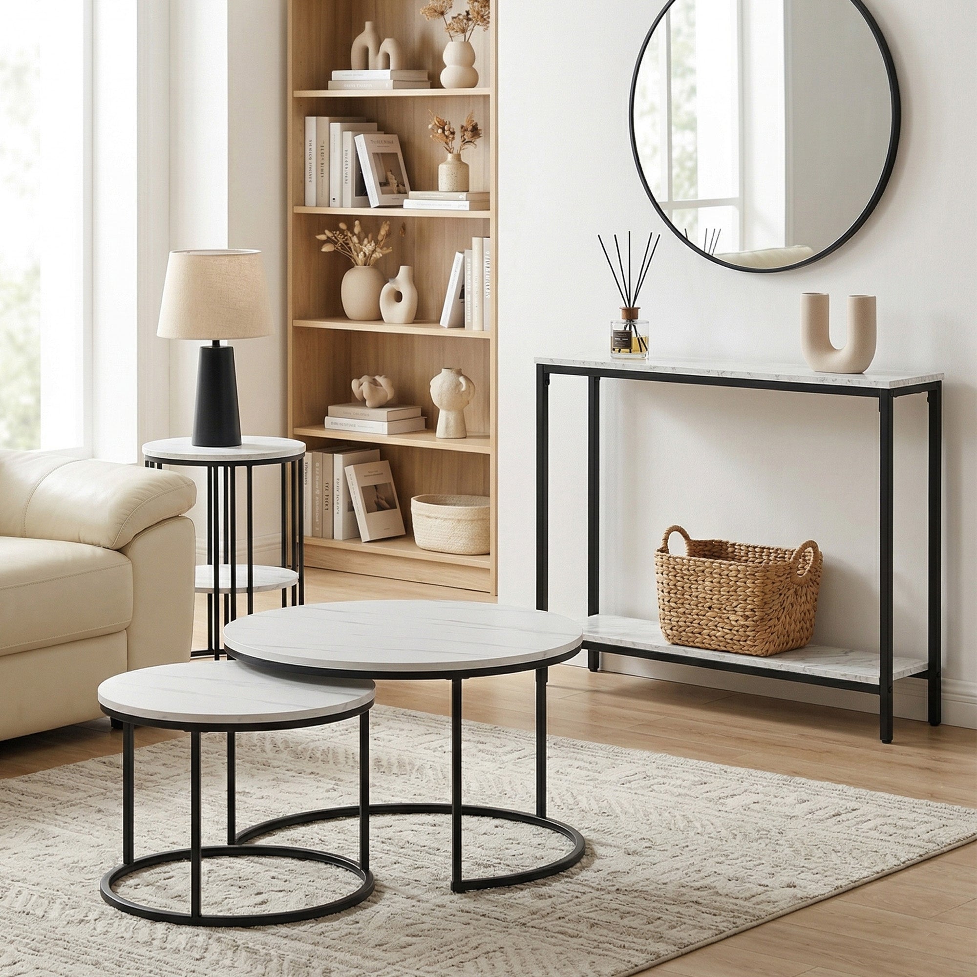 Console Table Entryway Hallway Display Desk Marble Effect White - Furniture > Living Room > Side Tables - Rivercity House & Home Co. (ABN 18 642 972 209) - Affordable Modern Furniture Australia