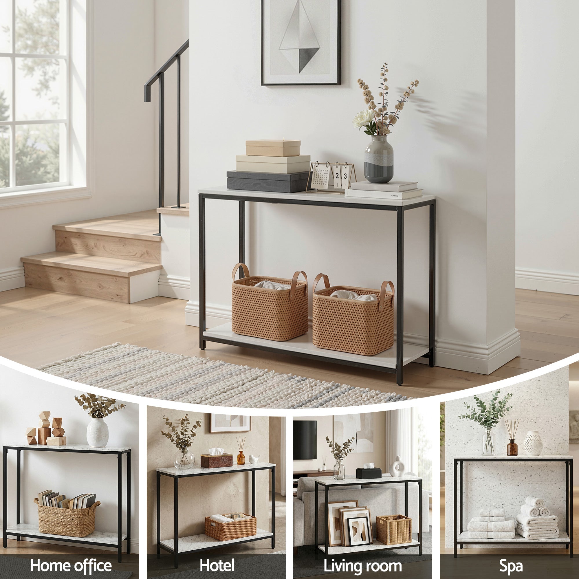 Console Table Entryway Hallway Display Desk Marble Effect White - Furniture > Living Room > Side Tables - Rivercity House & Home Co. (ABN 18 642 972 209) - Affordable Modern Furniture Australia