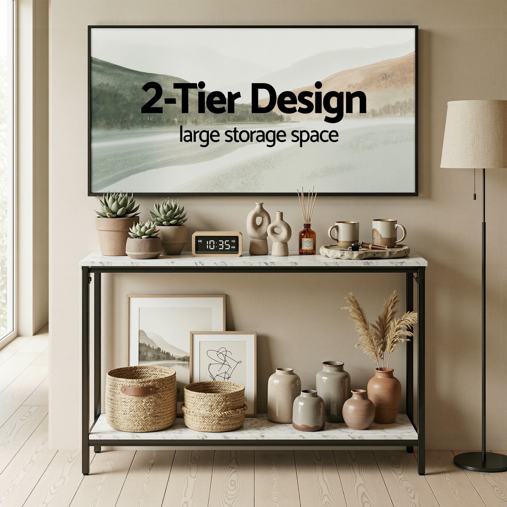Console Table Entryway Hallway Display Desk Marble Effect White - Furniture > Living Room > Side Tables - Rivercity House & Home Co. (ABN 18 642 972 209) - Affordable Modern Furniture Australia