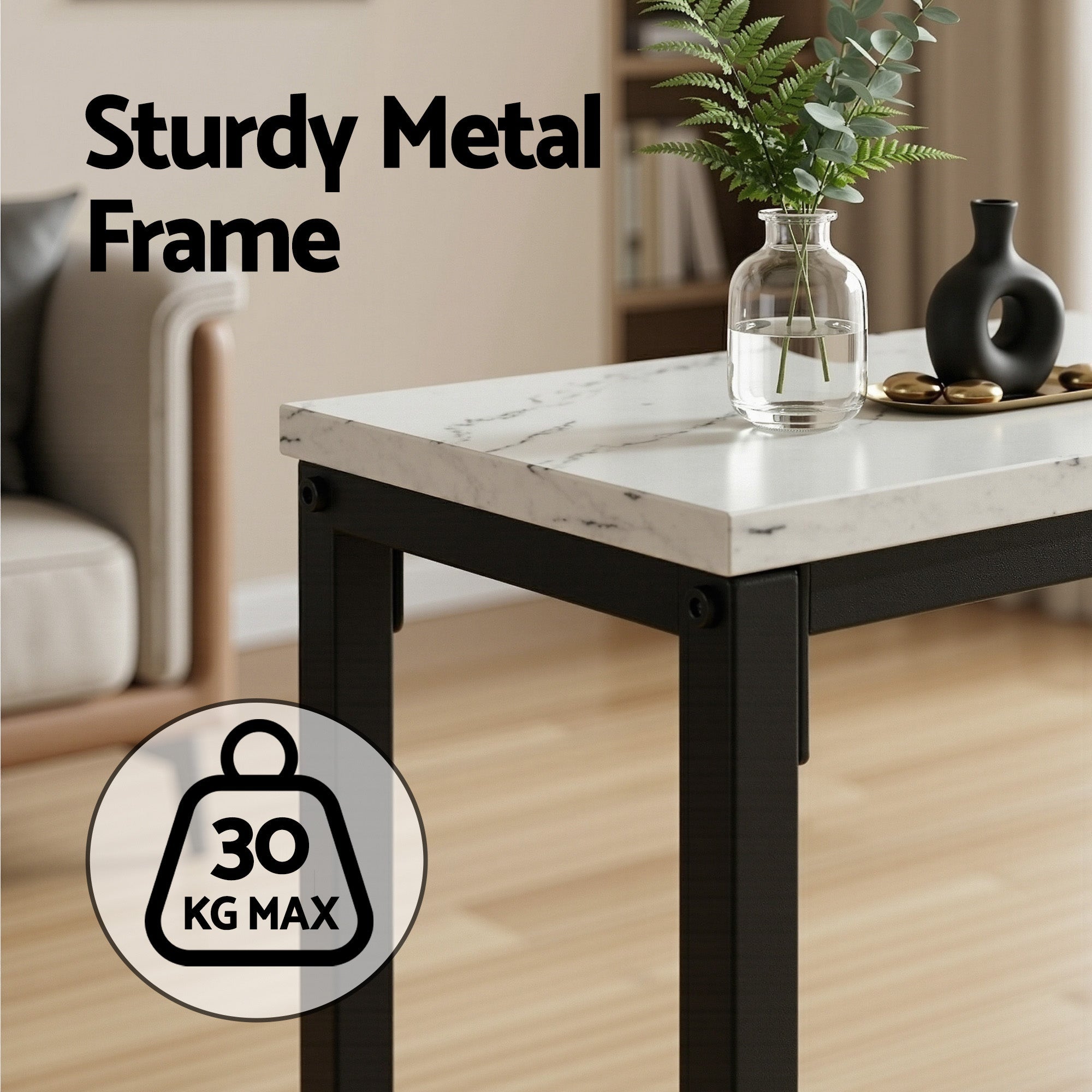 Console Table Entryway Hallway Display Desk Marble Effect White - Furniture > Living Room > Side Tables - Rivercity House & Home Co. (ABN 18 642 972 209) - Affordable Modern Furniture Australia