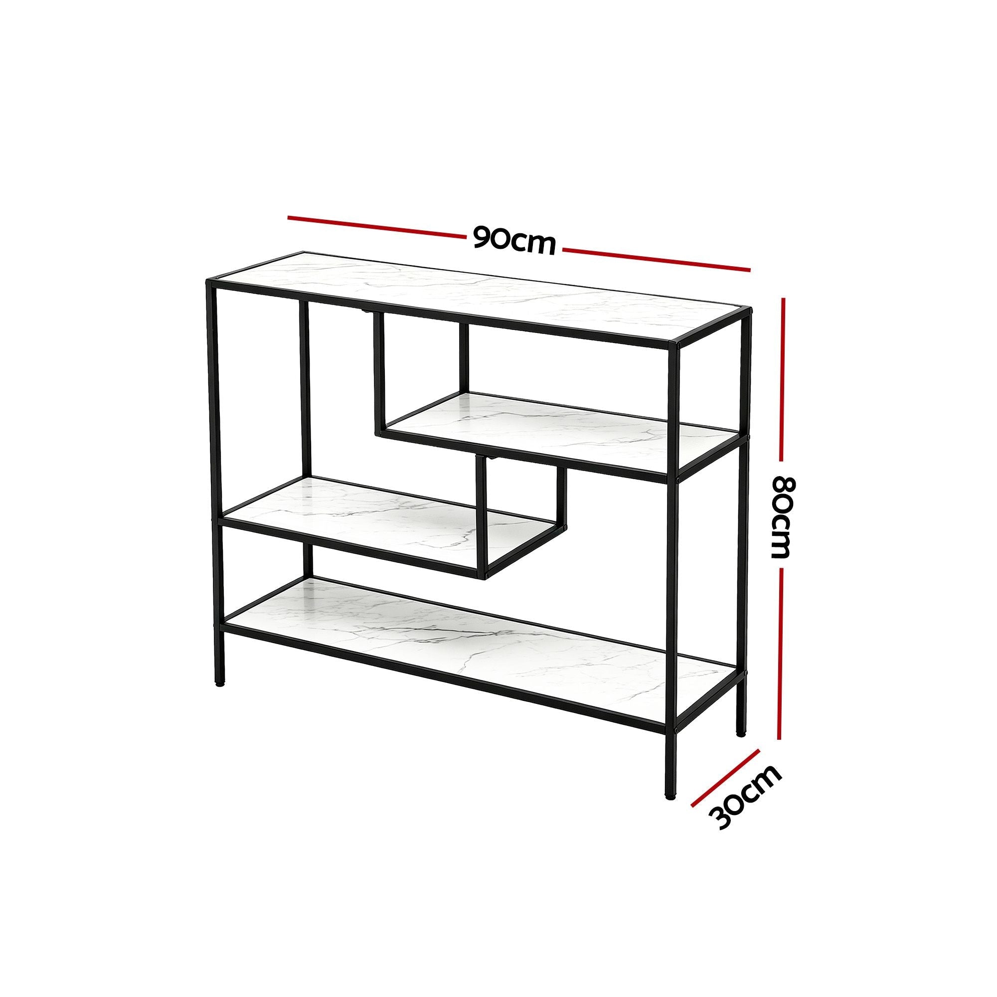 Console Table Entryway Hallway Marble Effect 4 - Tier Storage Shelves White - Furniture > Living Room > Side Tables - Rivercity House & Home Co. (ABN 18 642 972 209) - Affordable Modern Furniture Australia