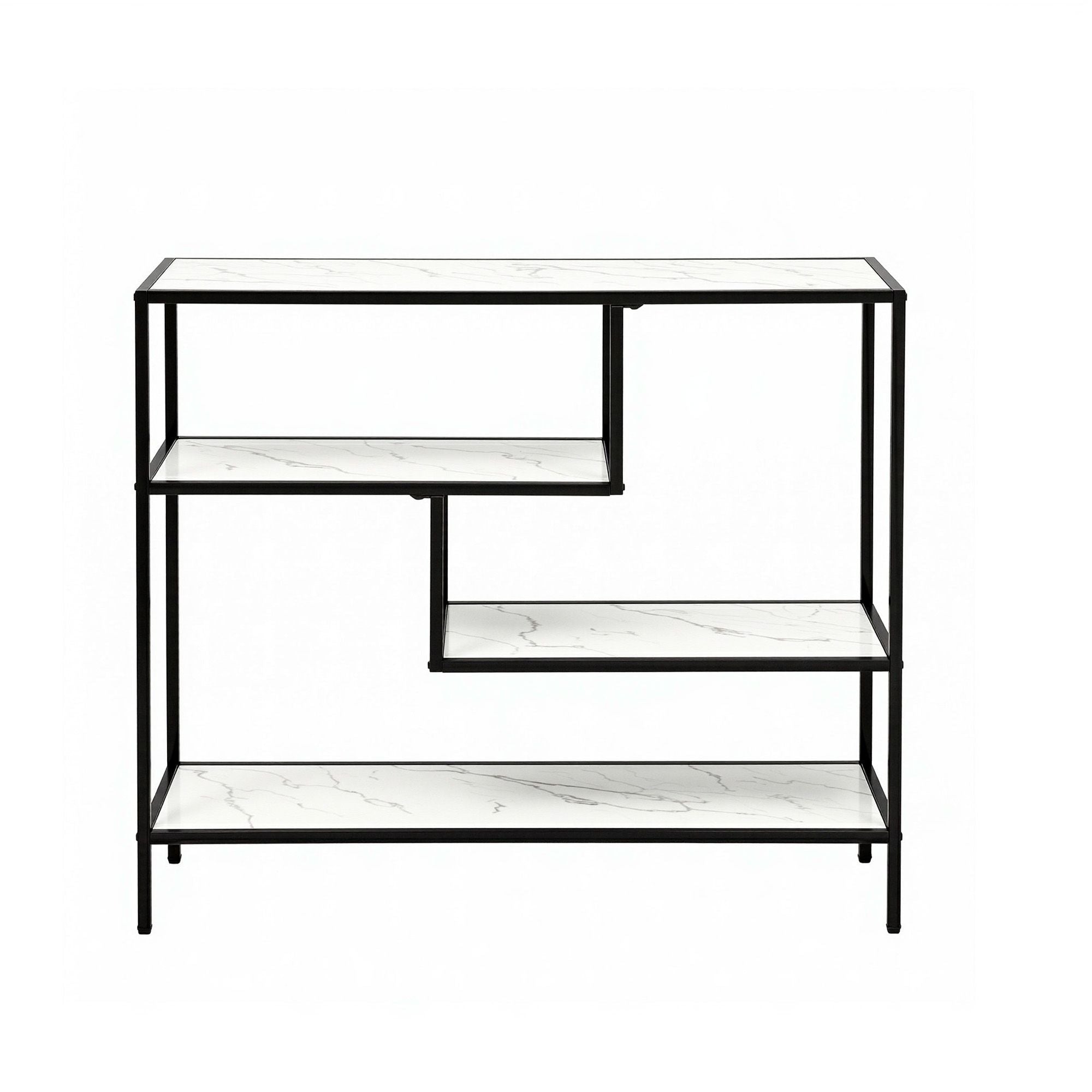 Console Table Entryway Hallway Marble Effect 4 - Tier Storage Shelves White - Furniture > Living Room > Side Tables - Rivercity House & Home Co. (ABN 18 642 972 209) - Affordable Modern Furniture Australia