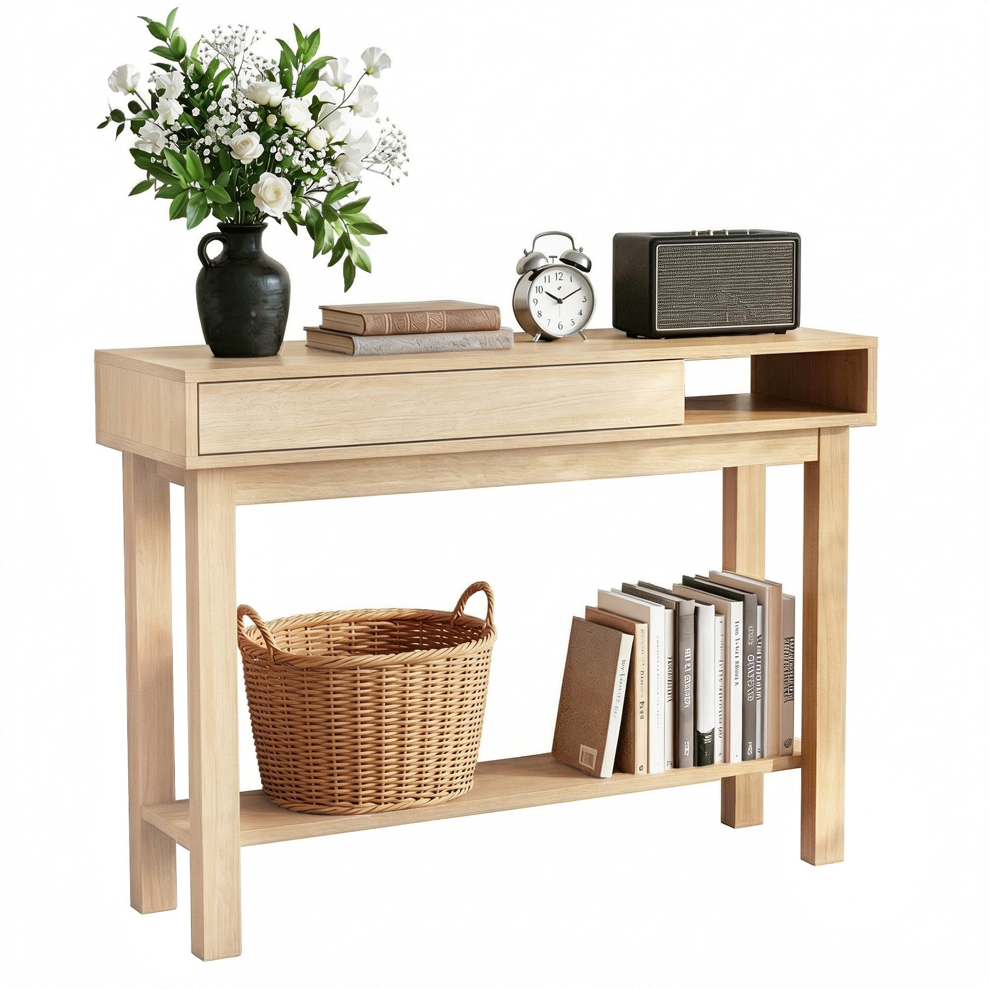 Console Table Entryway Hallway Sofa Side Table Drawer Shelf 100CM Wood - Furniture > Living Room > Side Tables - Rivercity House & Home Co. (ABN 18 642 972 209) - Affordable Modern Furniture Australia