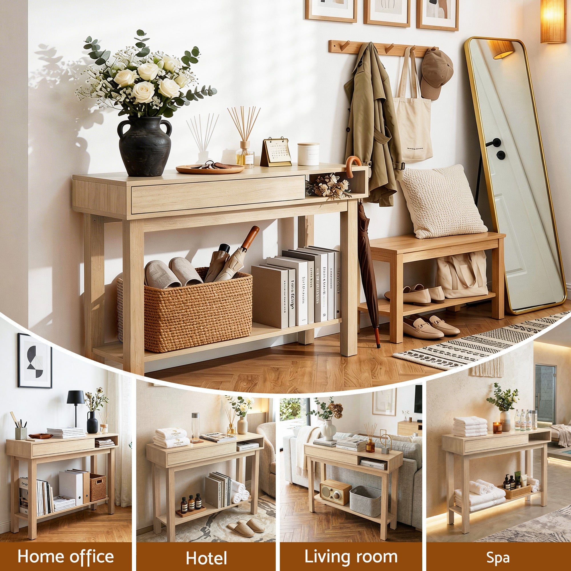 Console Table Entryway Hallway Sofa Side Table Drawer Shelf 100CM Wood - Furniture > Living Room > Side Tables - Rivercity House & Home Co. (ABN 18 642 972 209) - Affordable Modern Furniture Australia