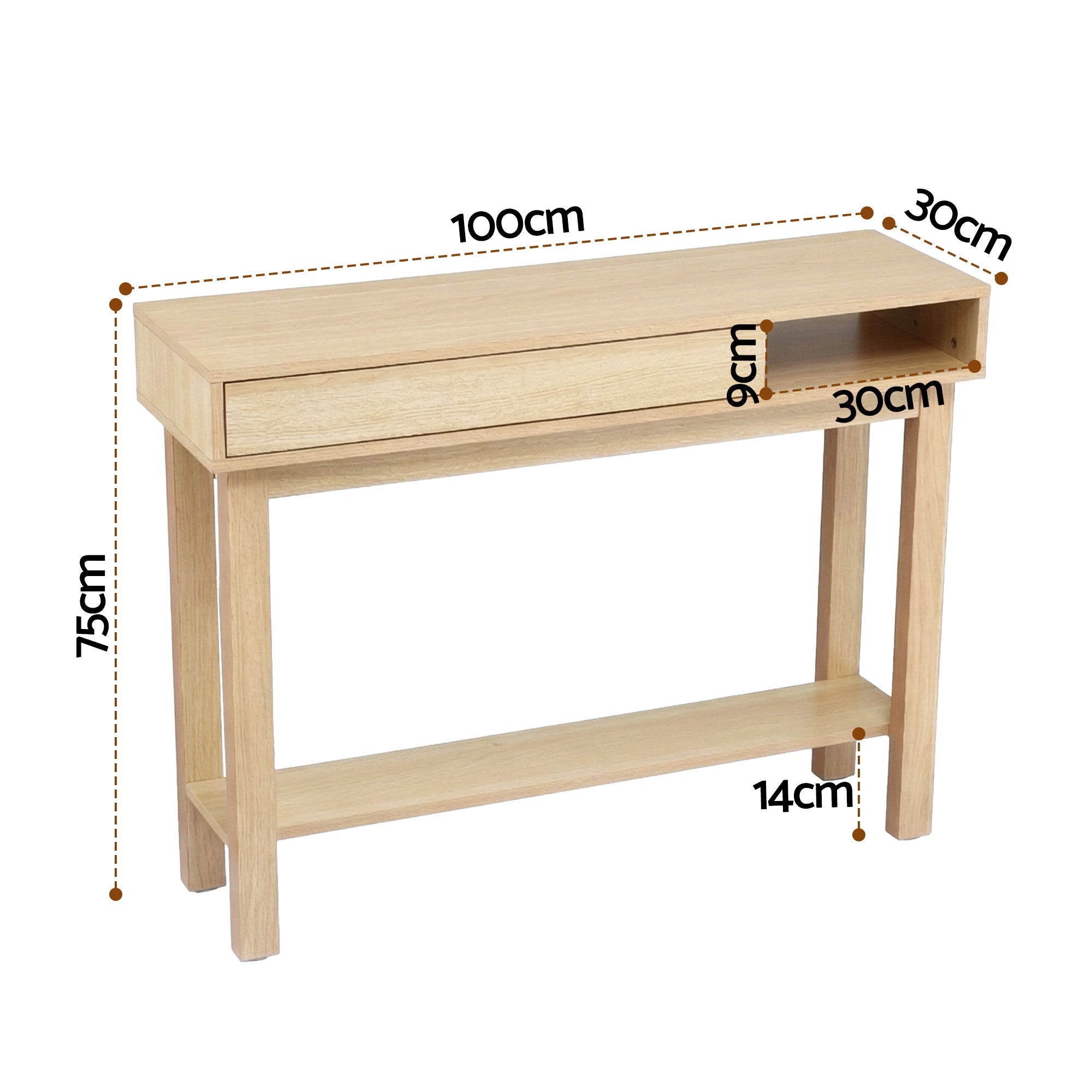 Console Table Entryway Hallway Sofa Side Table Drawer Shelf 100CM Wood - Furniture > Living Room > Side Tables - Rivercity House & Home Co. (ABN 18 642 972 209) - Affordable Modern Furniture Australia