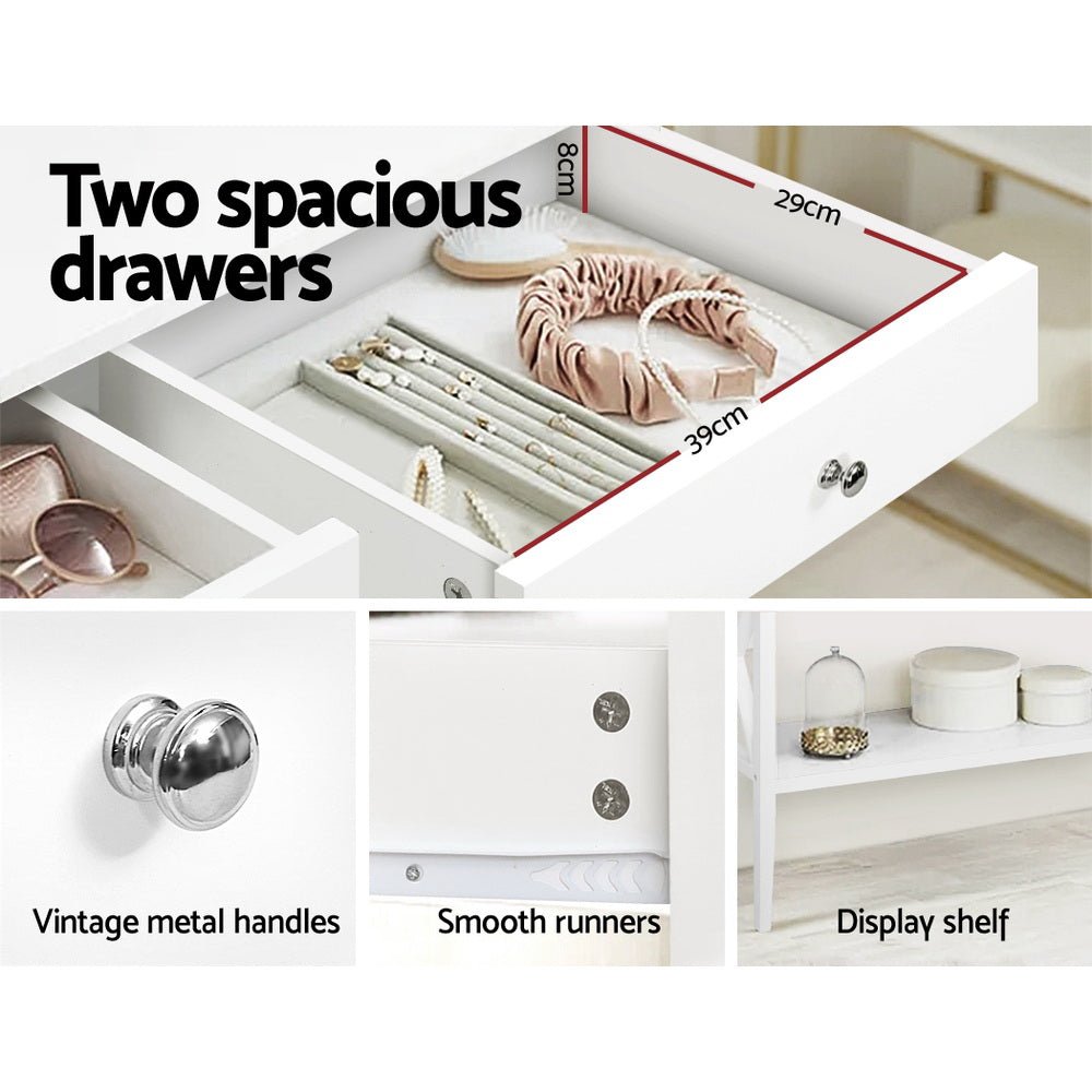Console Table Hall Side Entry 2 Drawers Display White Desk Furniture - Rivercity House & Home Co. (ABN 18 642 972 209) - Affordable Modern Furniture Australia