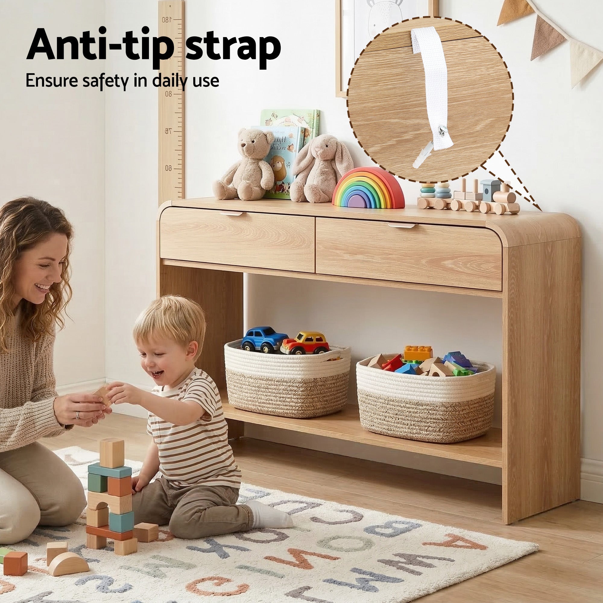 Console Table Hallway Entryway Storage Drawer Shelf Curved Edge 120CM Pine - Furniture > Living Room > Side Tables - Rivercity House & Home Co. (ABN 18 642 972 209) - Affordable Modern Furniture Australia
