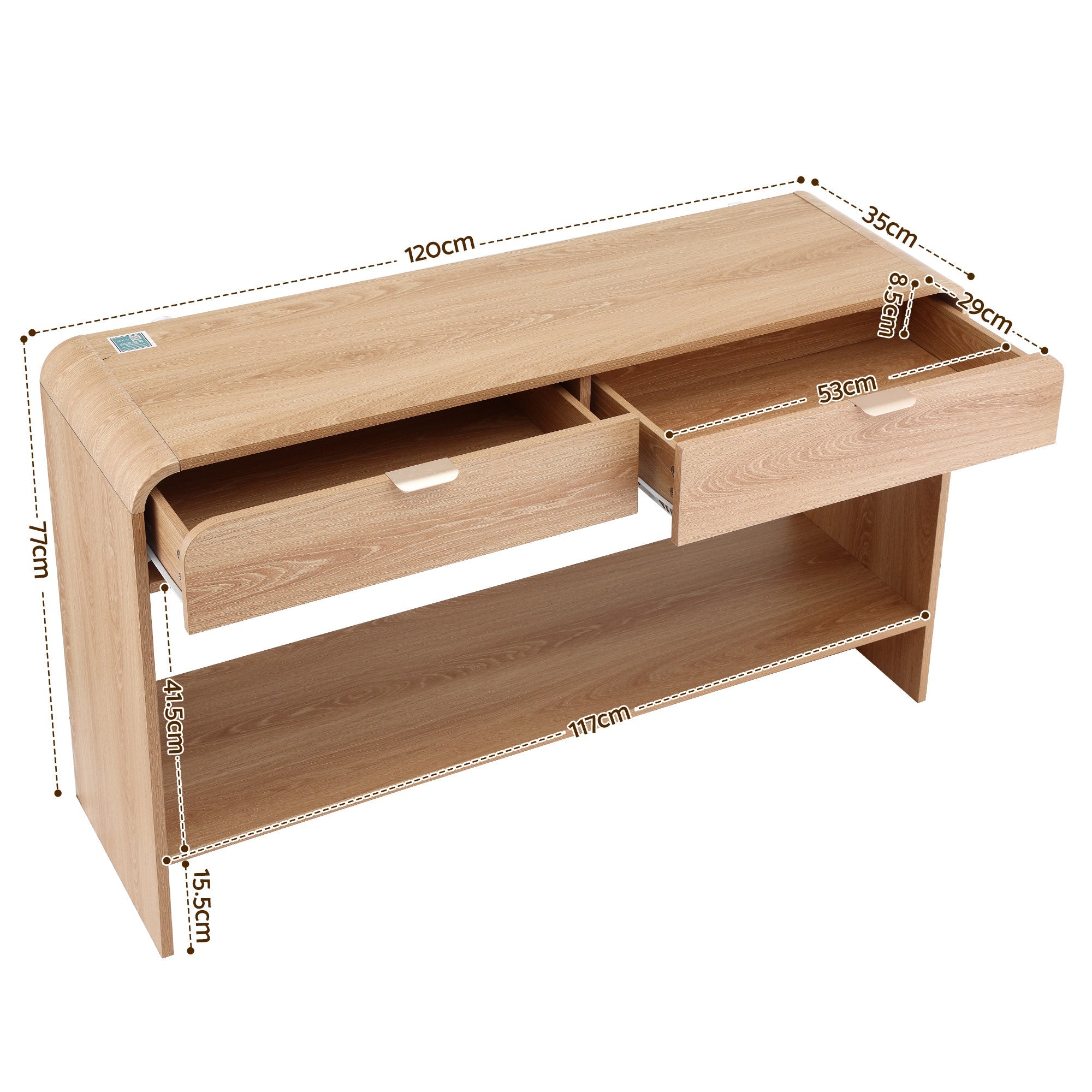 Console Table Hallway Entryway Storage Drawer Shelf Curved Edge 120CM Pine - Furniture > Living Room > Side Tables - Rivercity House & Home Co. (ABN 18 642 972 209) - Affordable Modern Furniture Australia