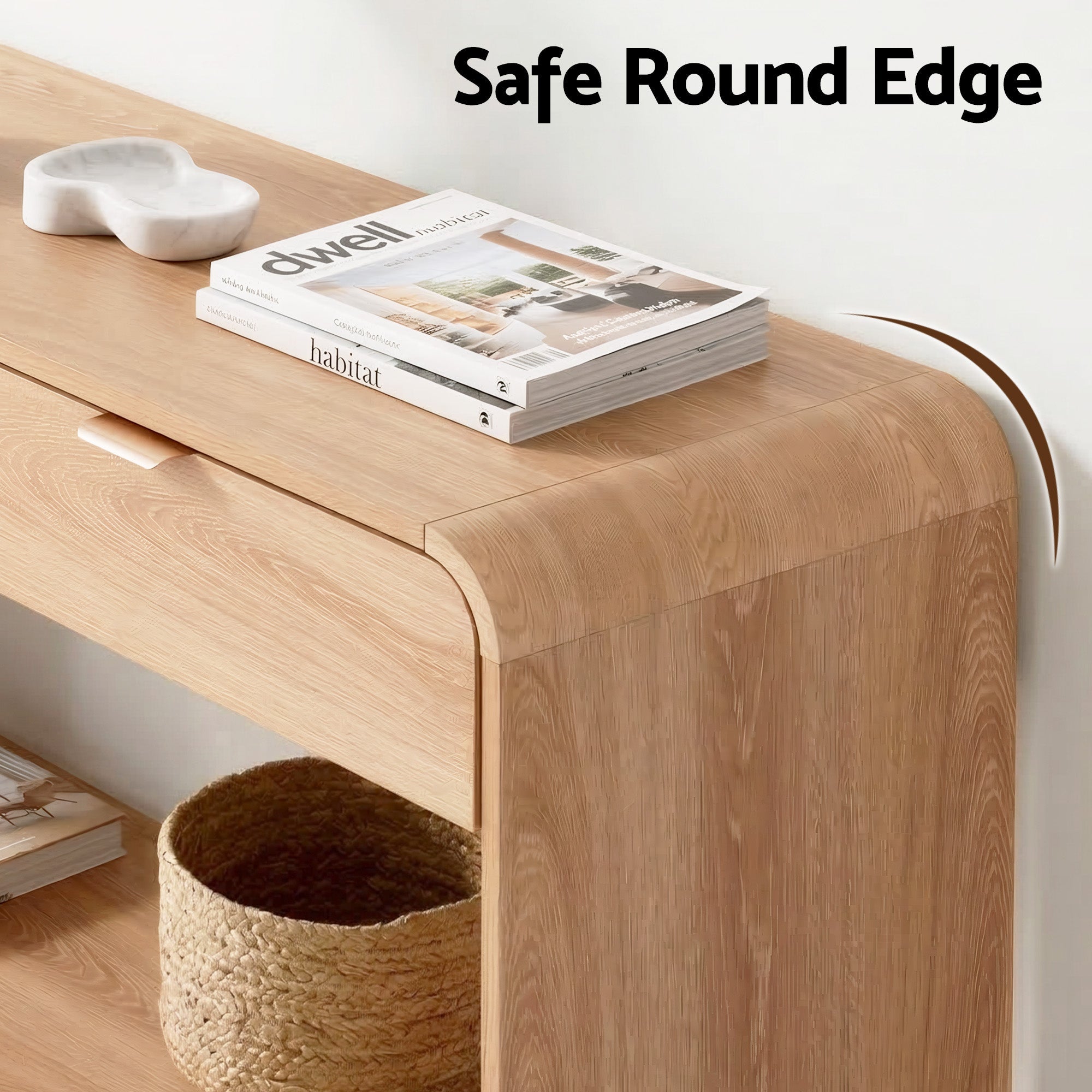 Console Table Hallway Entryway Storage Drawer Shelf Curved Edge 120CM Pine - Furniture > Living Room > Side Tables - Rivercity House & Home Co. (ABN 18 642 972 209) - Affordable Modern Furniture Australia
