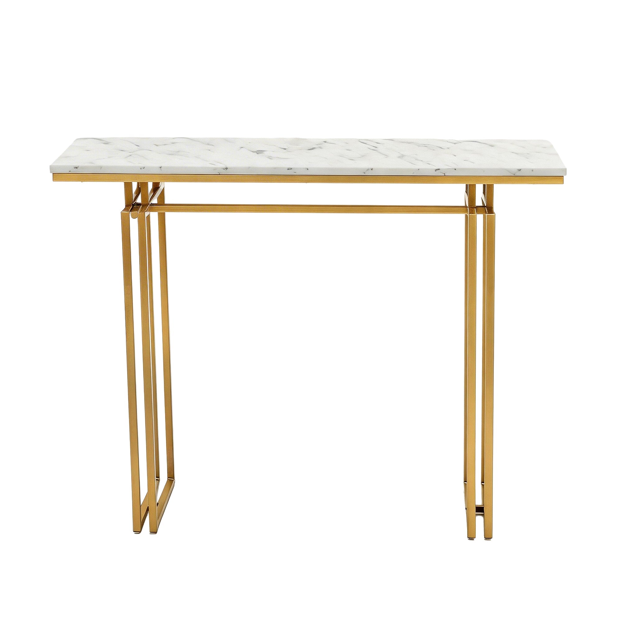 Console Table Hallway Entryway Table Marble Effect 110CM White & Gold - Furniture > Living Room > Side Tables - Rivercity House & Home Co. (ABN 18 642 972 209) - Affordable Modern Furniture Australia