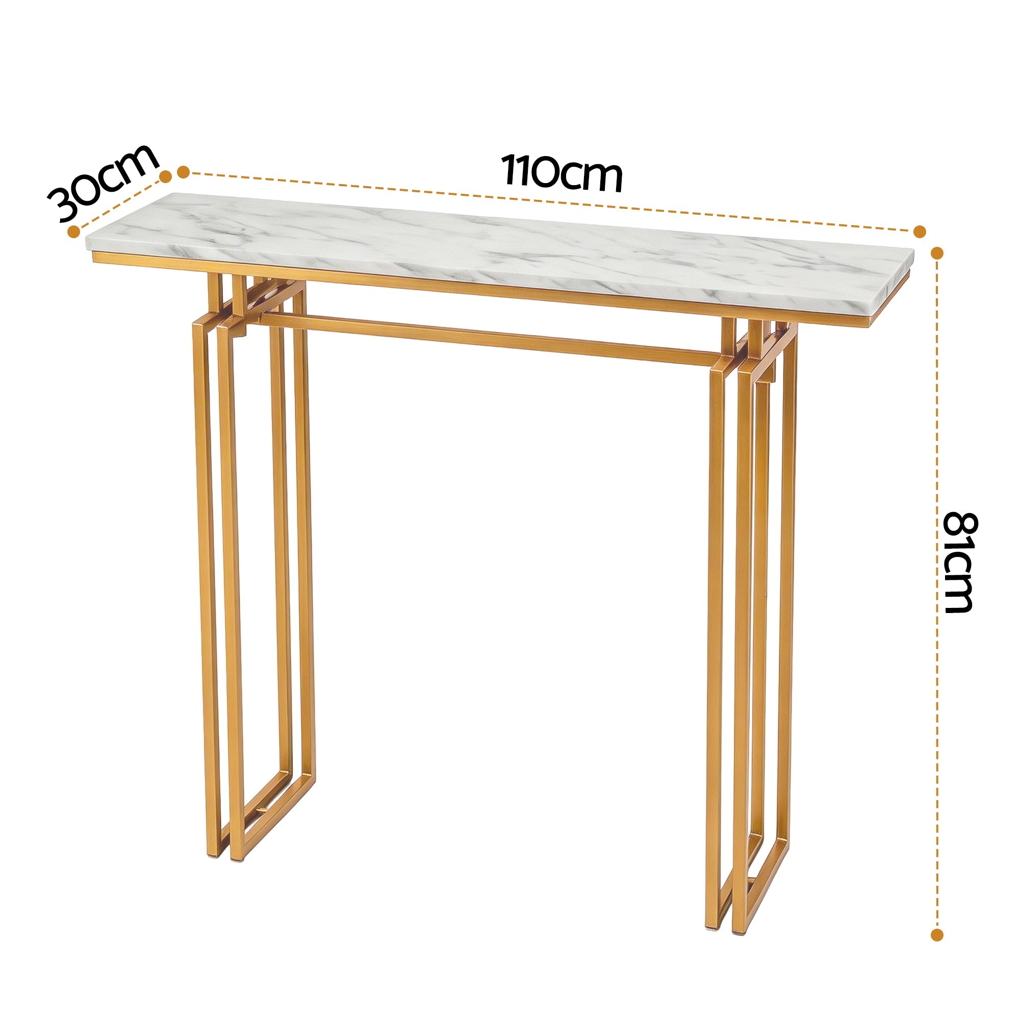 Console Table Hallway Entryway Table Marble Effect 110CM White & Gold - Furniture > Living Room > Side Tables - Rivercity House & Home Co. (ABN 18 642 972 209) - Affordable Modern Furniture Australia
