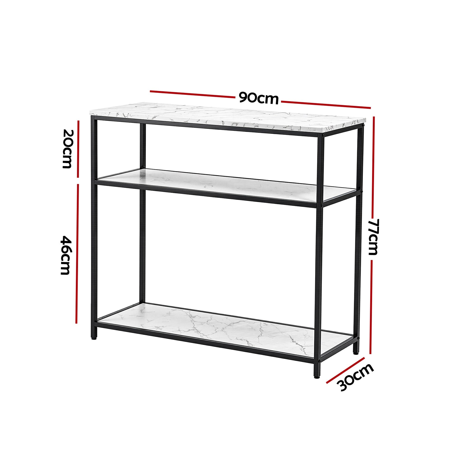 Console Table Marble Effect 3 - Tier Sofa Entryway Side Table 90CM White - Furniture > Living Room > Side Tables - Rivercity House & Home Co. (ABN 18 642 972 209) - Affordable Modern Furniture Australia