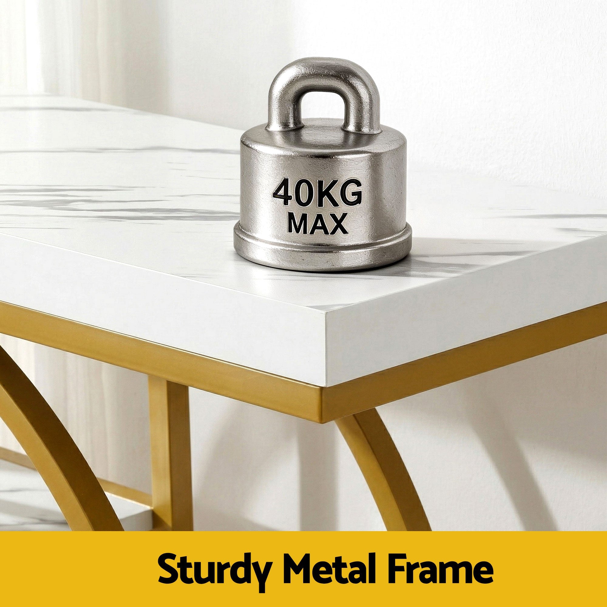 Console Table Marble Effect 4 - Tier Shelves 105CM White&Gold - Furniture > Living Room > Side Tables - Rivercity House & Home Co. (ABN 18 642 972 209) - Affordable Modern Furniture Australia