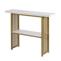 Console Table with Faux Marble Top and Gold Metal Base - White & Gold