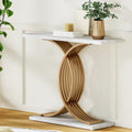 Console Table Marble Effect White & Gold