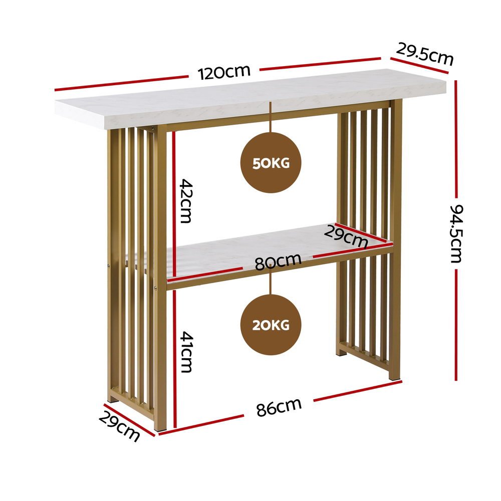 Console Table Marble Effect White&Gold - Furniture > Living Room > Side Tables - Rivercity House & Home Co. (ABN 18 642 972 209) - Affordable Modern Furniture Australia