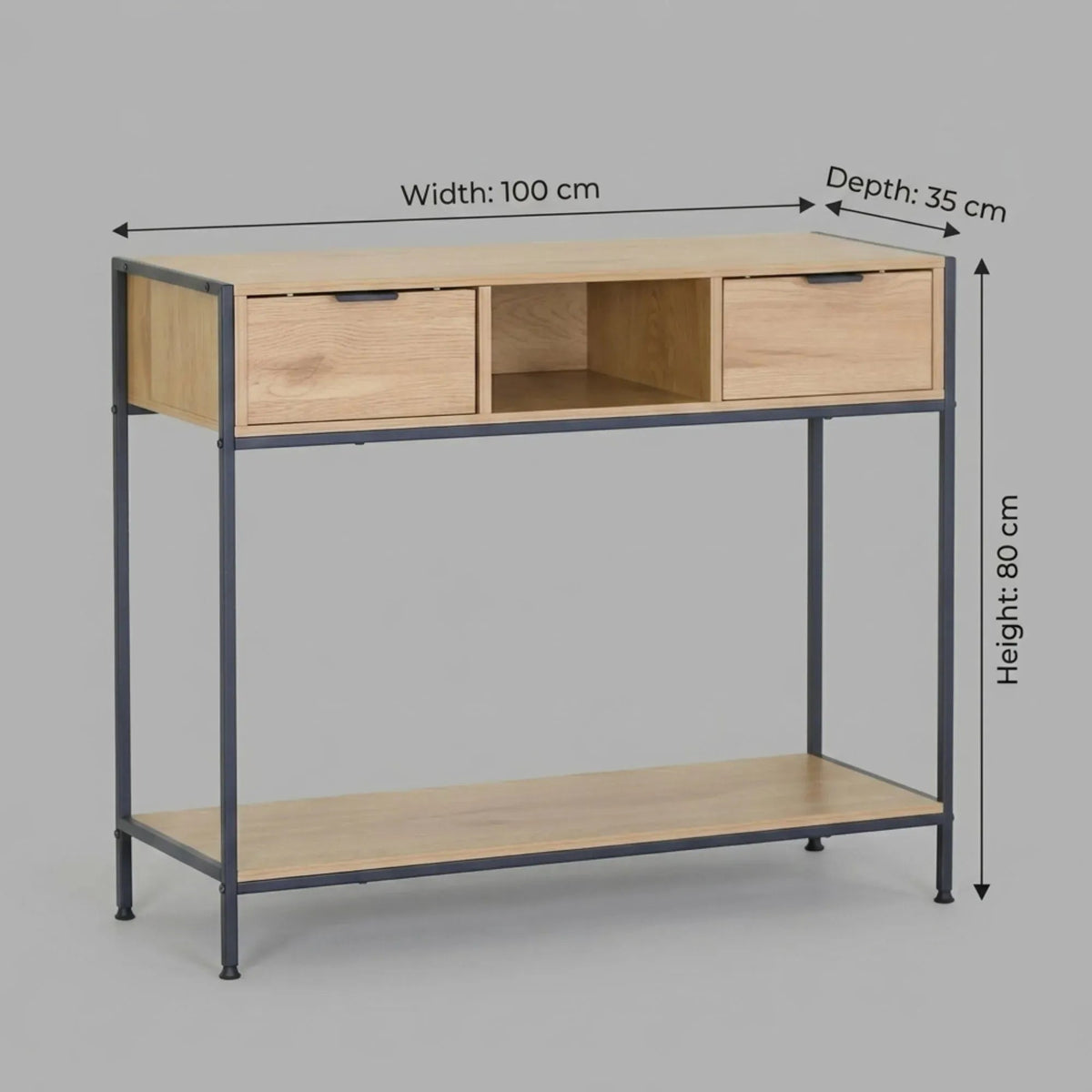 Console Table with 2 Drawers, Open Shelf Rustic Console Cabinet - Brown - Furniture > Dining > Buffets & Sideboards - Rivercity House & Home Co. (ABN 18 642 972 209) - Affordable Modern Furniture Australia