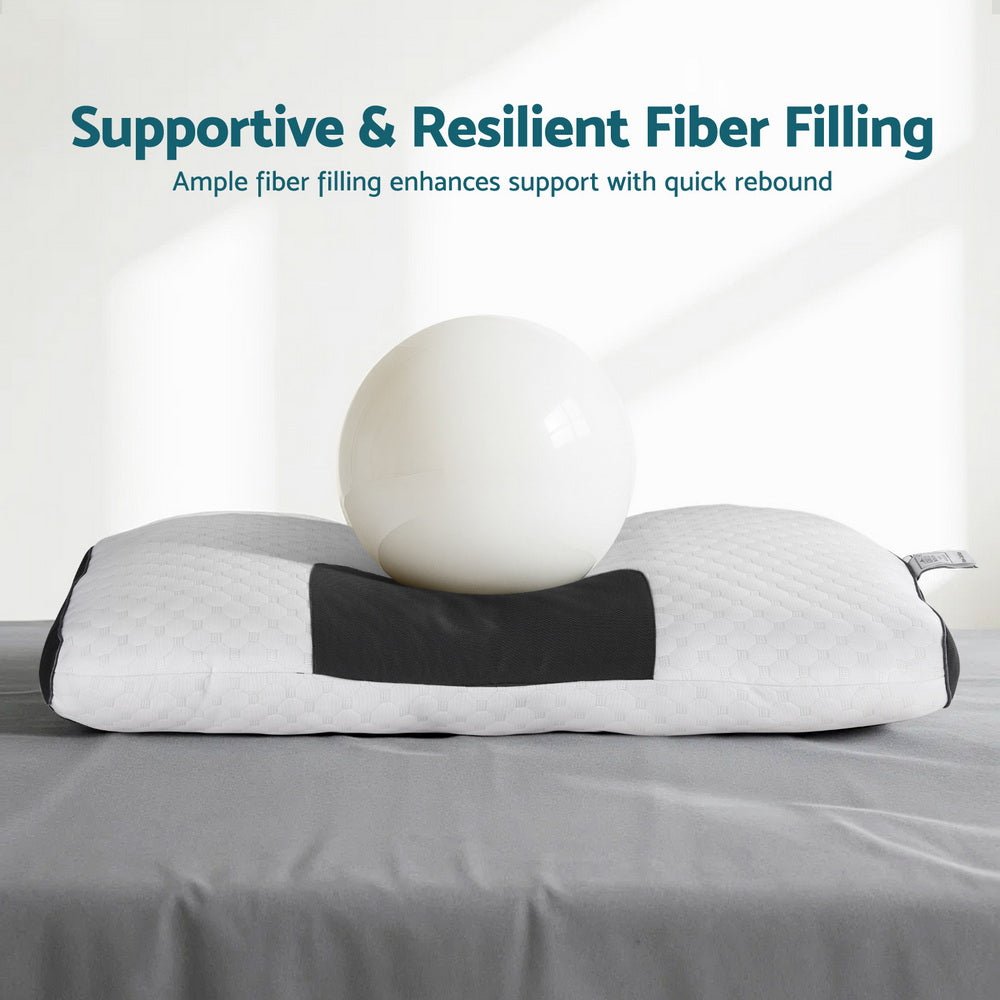 Contour Ergonomic Neck Pillow 48x73CM - Blue & White - Home & Garden > Bedding > Pillows - Rivercity House & Home Co. (ABN 18 642 972 209) - Affordable Modern Furniture Australia