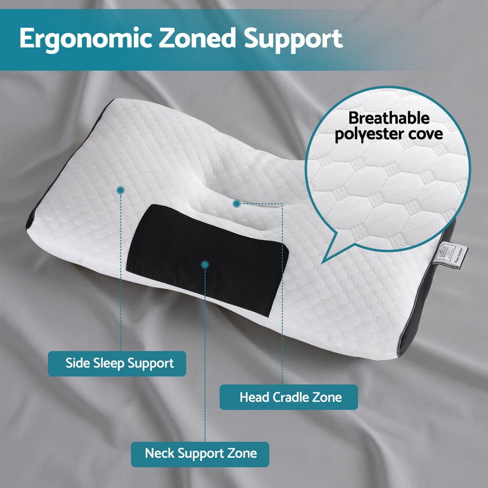 Contour Ergonomic Neck Pillow 48x73CM - Blue & White - Home & Garden > Bedding > Pillows - Rivercity House & Home Co. (ABN 18 642 972 209) - Affordable Modern Furniture Australia