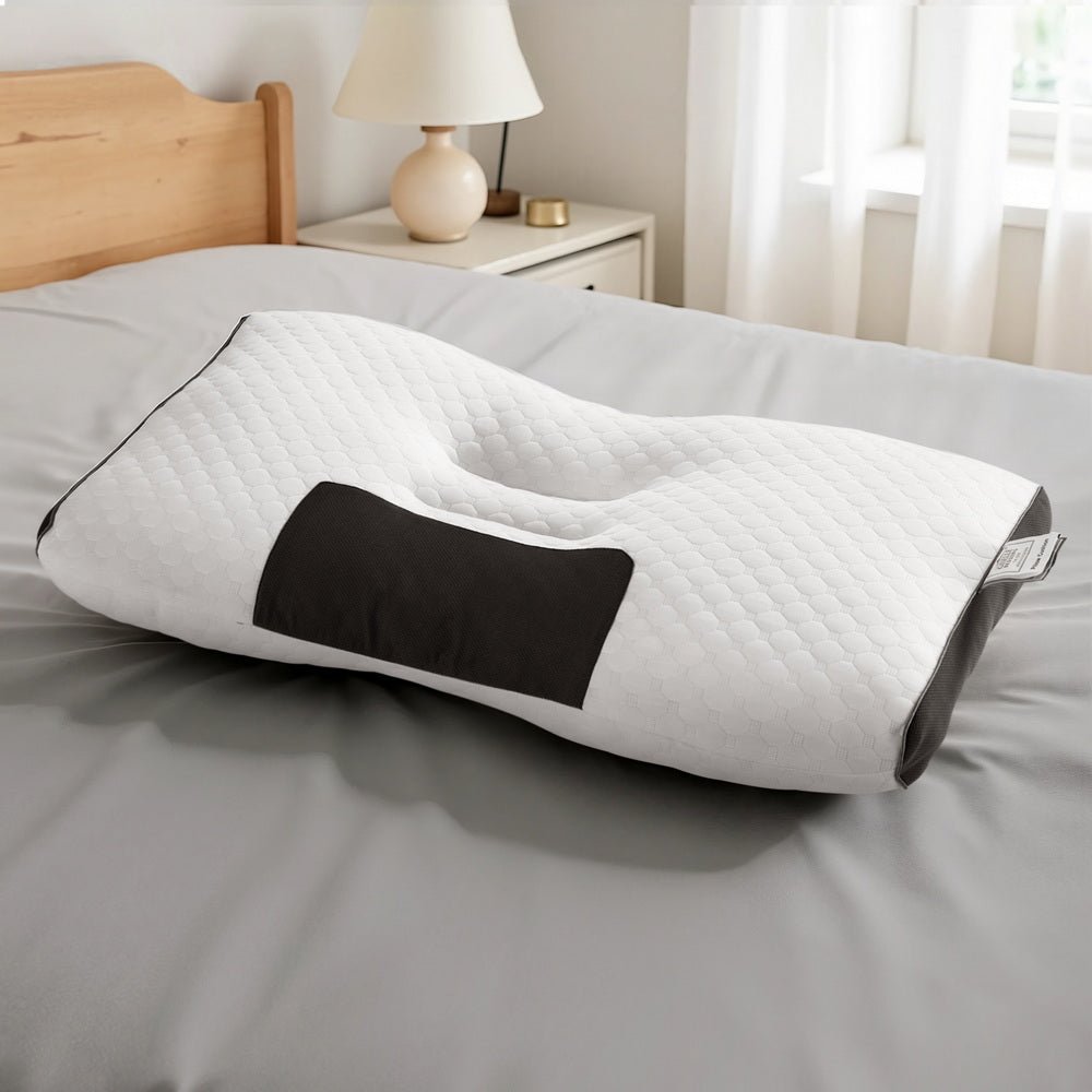 Contour Ergonomic Neck Pillow 48x73CM - Blue & White - Home & Garden > Bedding > Pillows - Rivercity House & Home Co. (ABN 18 642 972 209) - Affordable Modern Furniture Australia