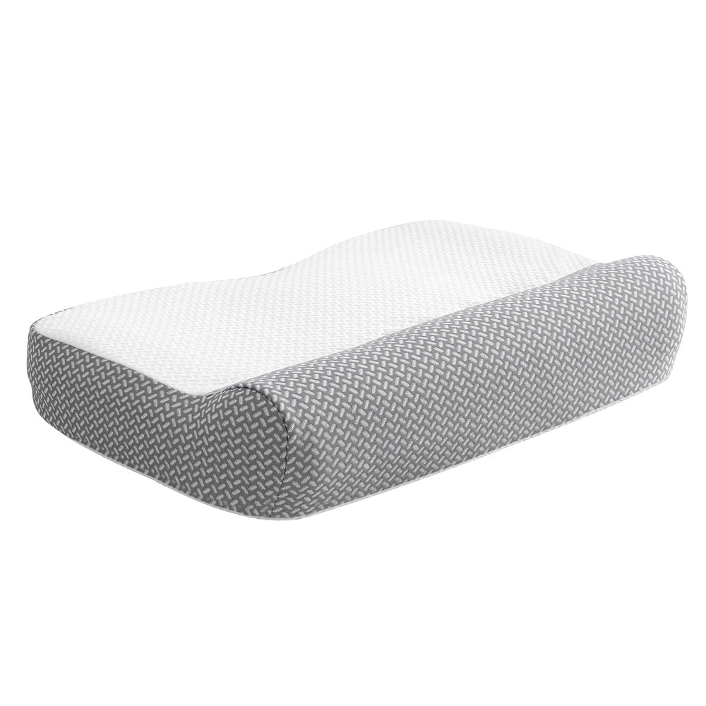 Contour Memory Foam Pillow with Cervical Support and Removable Cover - White and Grey - Home & Garden > Bedding > Pillows - Rivercity House & Home Co. (ABN 18 642 972 209) - Affordable Modern Furniture Australia