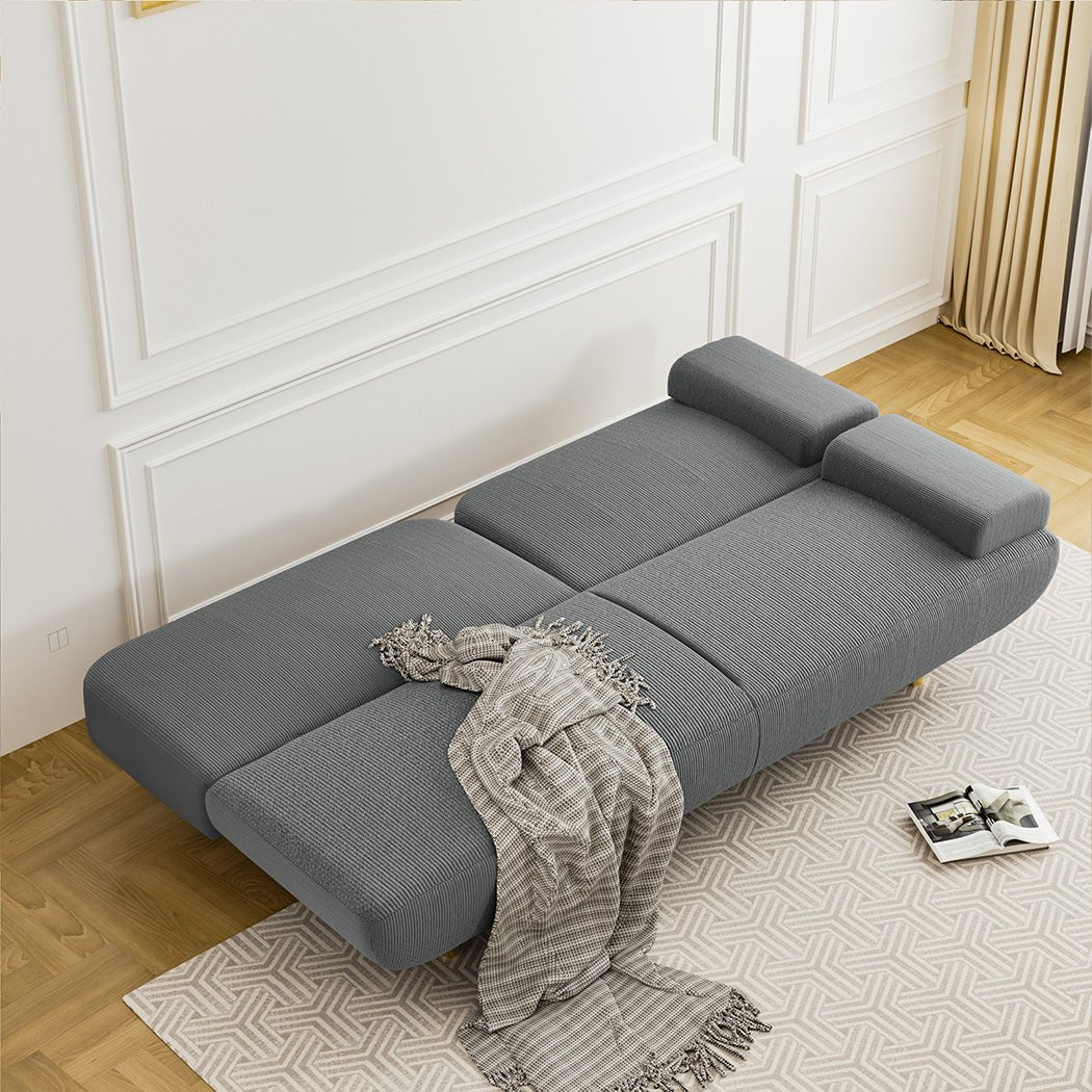 Convertible 3 - Seater Sofabed with USB Charging and Removable Side Table - Grey - Rivercity House & Home Co. (ABN 18 642 972 209) - Affordable Modern Furniture Australia