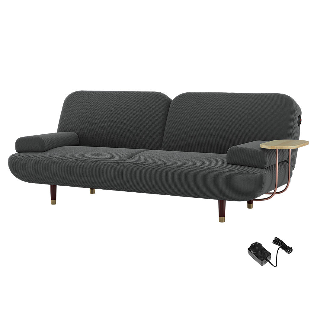 Convertible 3 - Seater Sofabed with USB Charging and Removable Side Table - Grey - Rivercity House & Home Co. (ABN 18 642 972 209) - Affordable Modern Furniture Australia