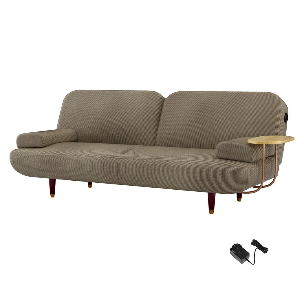 Convertible 3 - Seater Sofabed with USB Charging and Removable Side Table - Khaki - Rivercity House & Home Co. (ABN 18 642 972 209) - Affordable Modern Furniture Australia