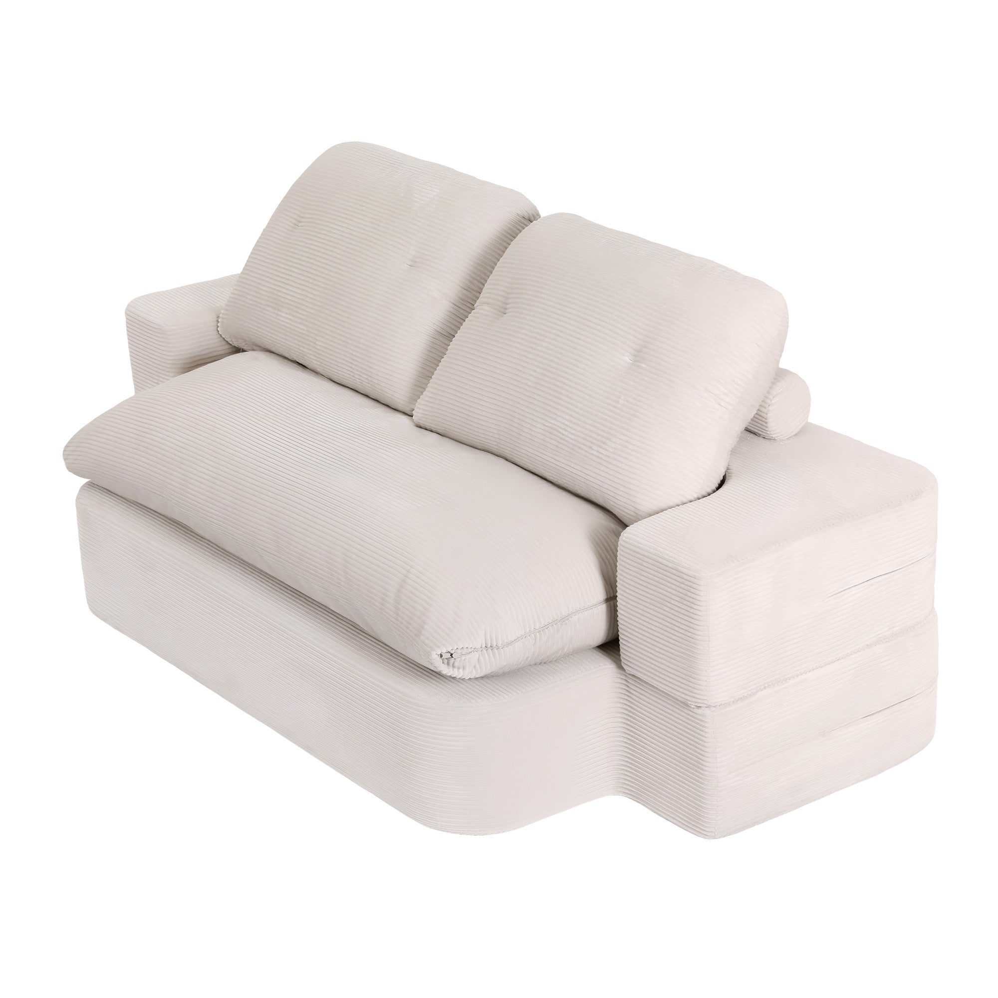Convertible Folding Sofa Bed 30D High - Density Foam Boneless Couch with Corduroy Sleeper Couch Lounger for Living Room Beign - Furniture > Sofas > Sofas & Sofa Beds - Rivercity House & Home Co. (ABN 18 642 972 209) - Affordable Modern Furniture Australia