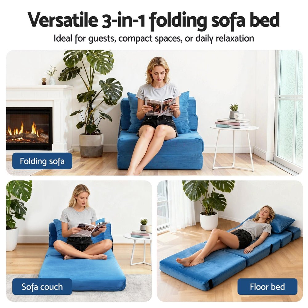 Convertible Folding Sofa Bed Armless Lounger Foam Floor Sofas Futons Couches - Furniture > Sofas > Sofas & Sofa Beds - Rivercity House & Home Co. (ABN 18 642 972 209) - Affordable Modern Furniture Australia