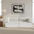 Convertible 2-Seater Folding Sofa Bed with Steel Frame - Beige