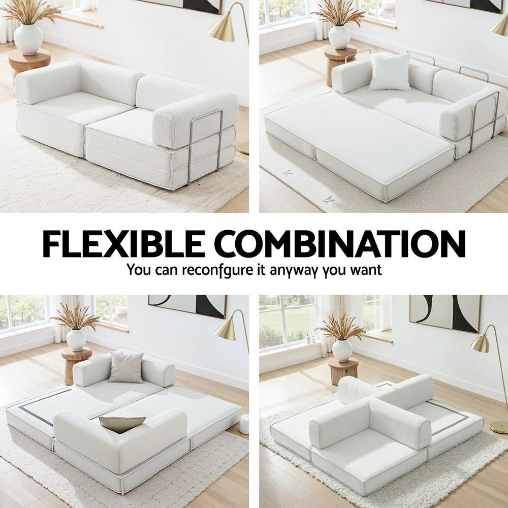 Convertible Folding Sofa Bed Beign - Furniture > Sofas > Sofas & Sofa Beds - Rivercity House & Home Co. (ABN 18 642 972 209) - Affordable Modern Furniture Australia
