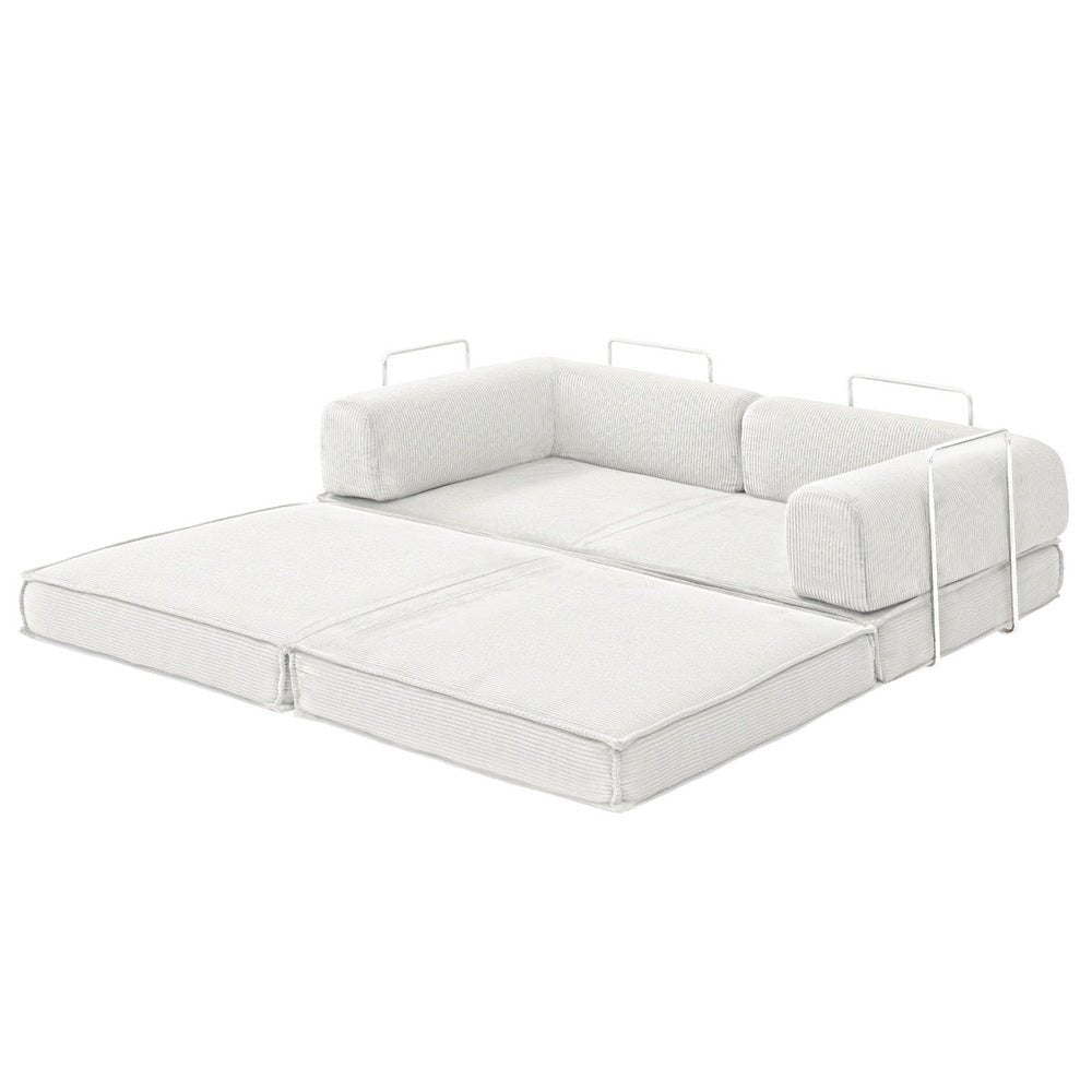 Convertible Folding Sofa Bed Beign - Furniture > Sofas > Sofas & Sofa Beds - Rivercity House & Home Co. (ABN 18 642 972 209) - Affordable Modern Furniture Australia