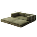 2-Seater Convertible Folding Sofa Bed with Steel Frame - Green