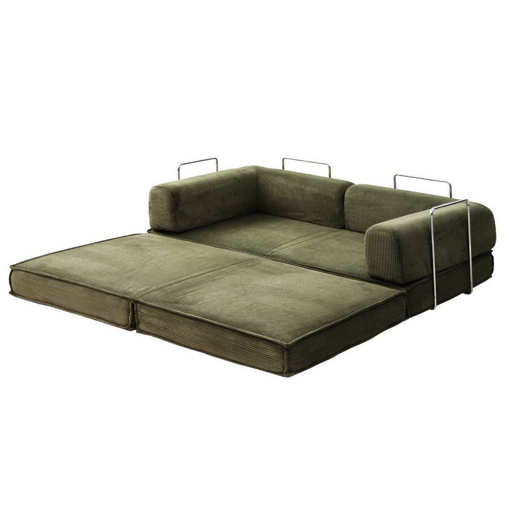 Convertible Folding Sofa Bed Green - Furniture > Sofas > Sofas & Sofa Beds - Rivercity House & Home Co. (ABN 18 642 972 209) - Affordable Modern Furniture Australia