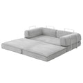 2-Seater Convertible Folding Sofa Bed with Steel Frame - Grey